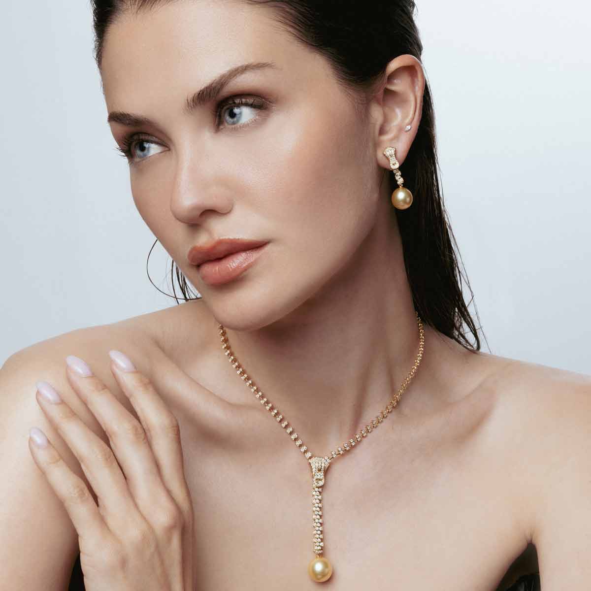 diamond and pearl zipper earrings