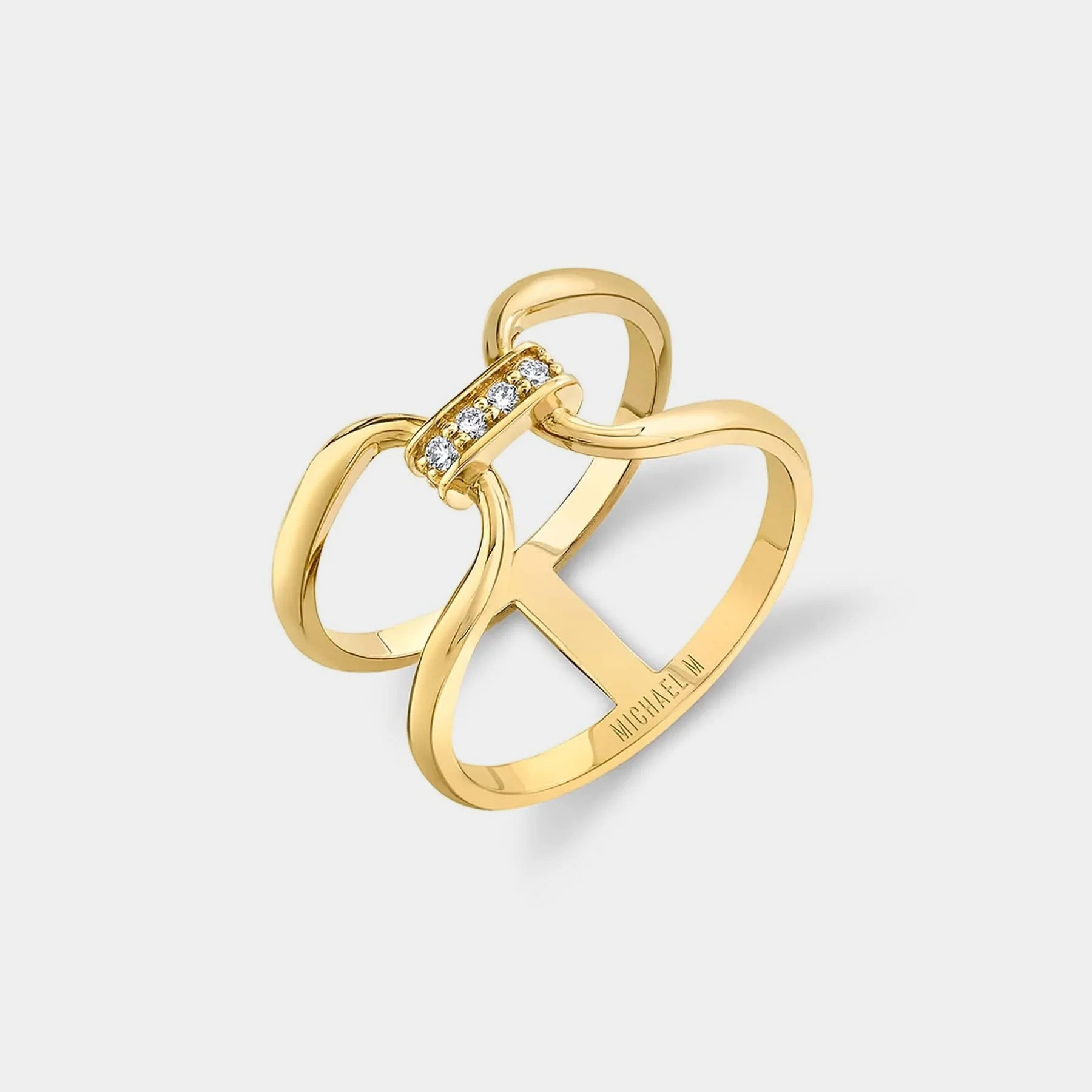 diamond link yellow gold ring