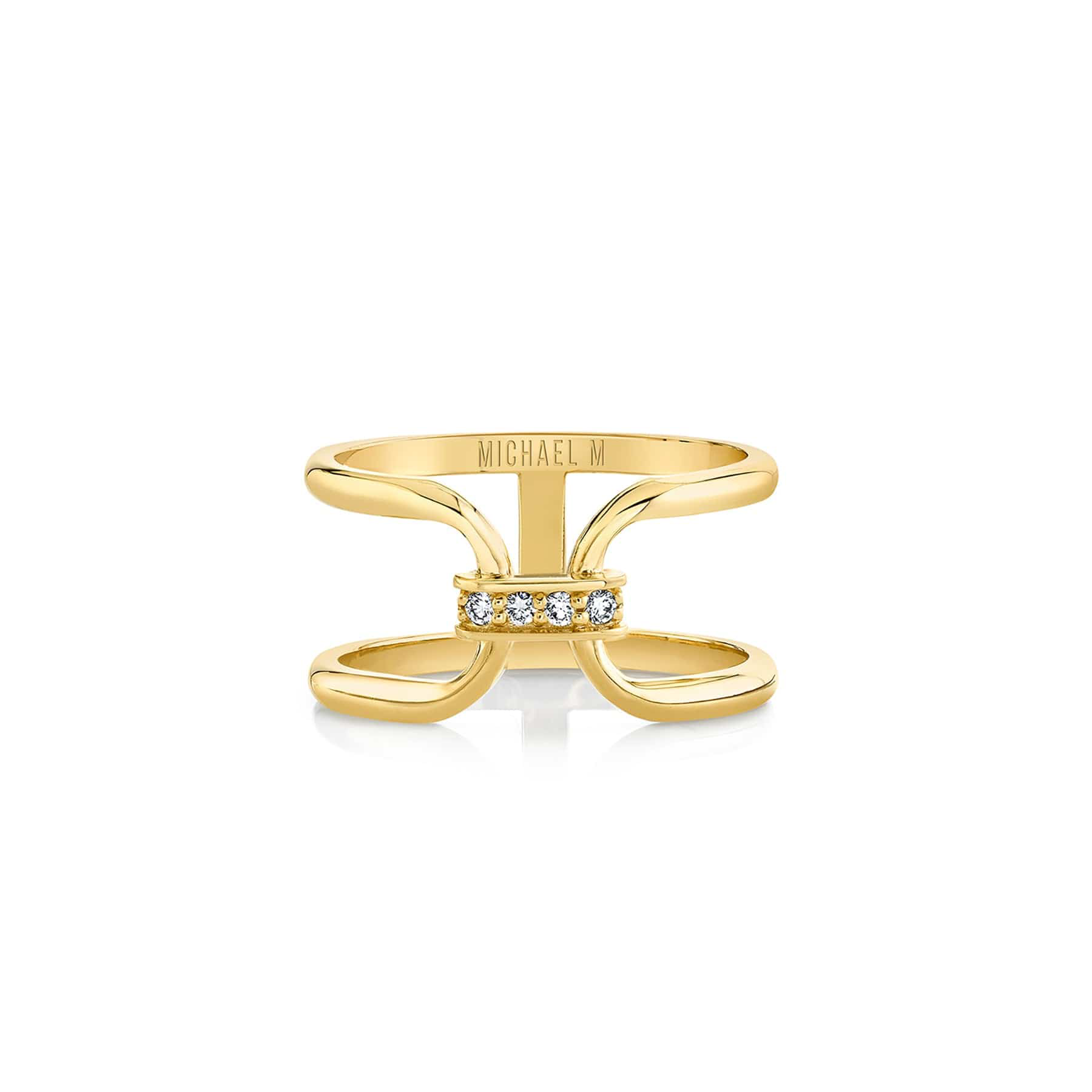 diamond link yellow gold ring