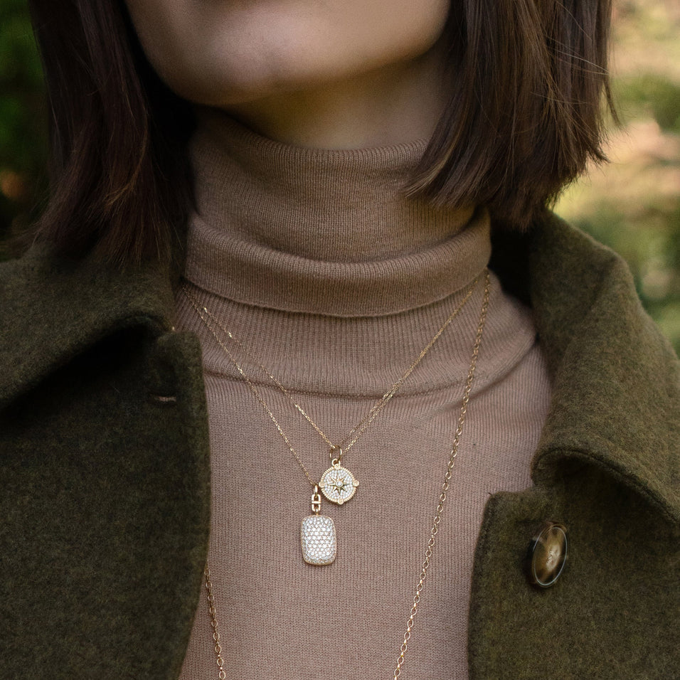diamond compass necklace