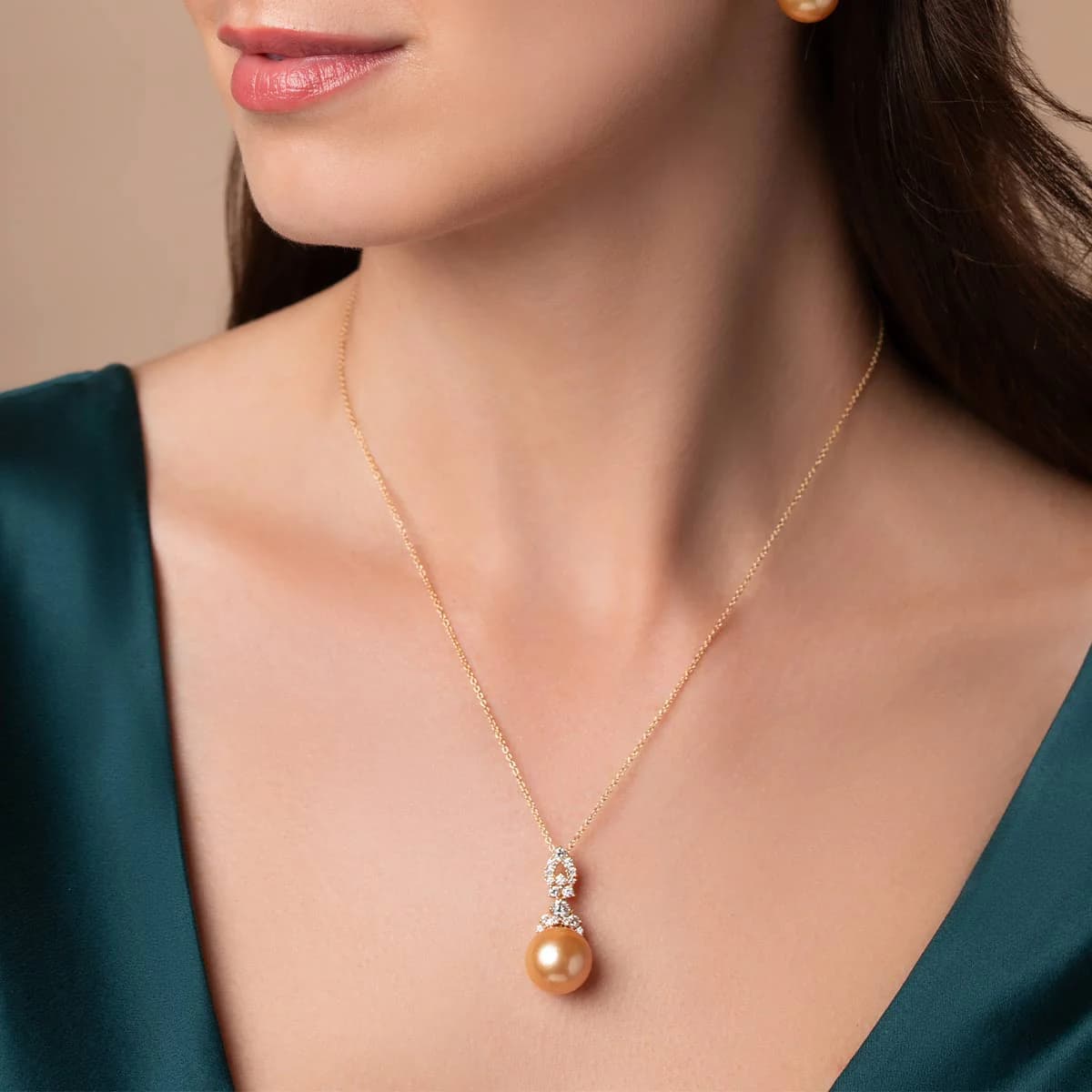 yellow pearl and diamond pendant