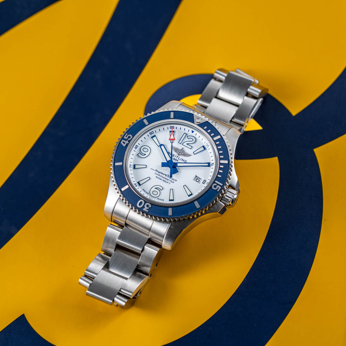 Breitling Superocean 42mm White Dial Blue Bezel - A17366