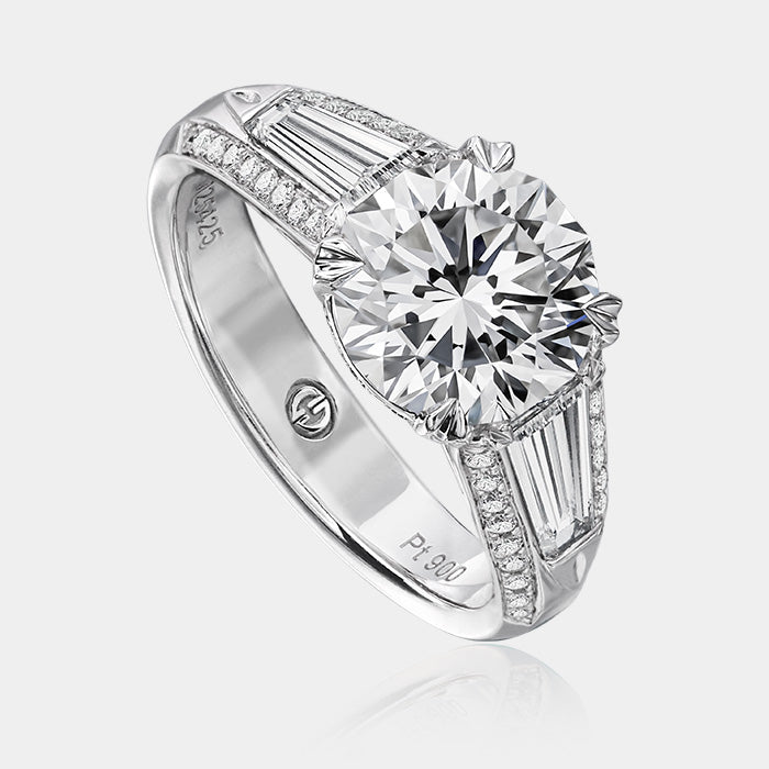 Crisscut Round Diamond Engagement Ring Platinum - G71BA