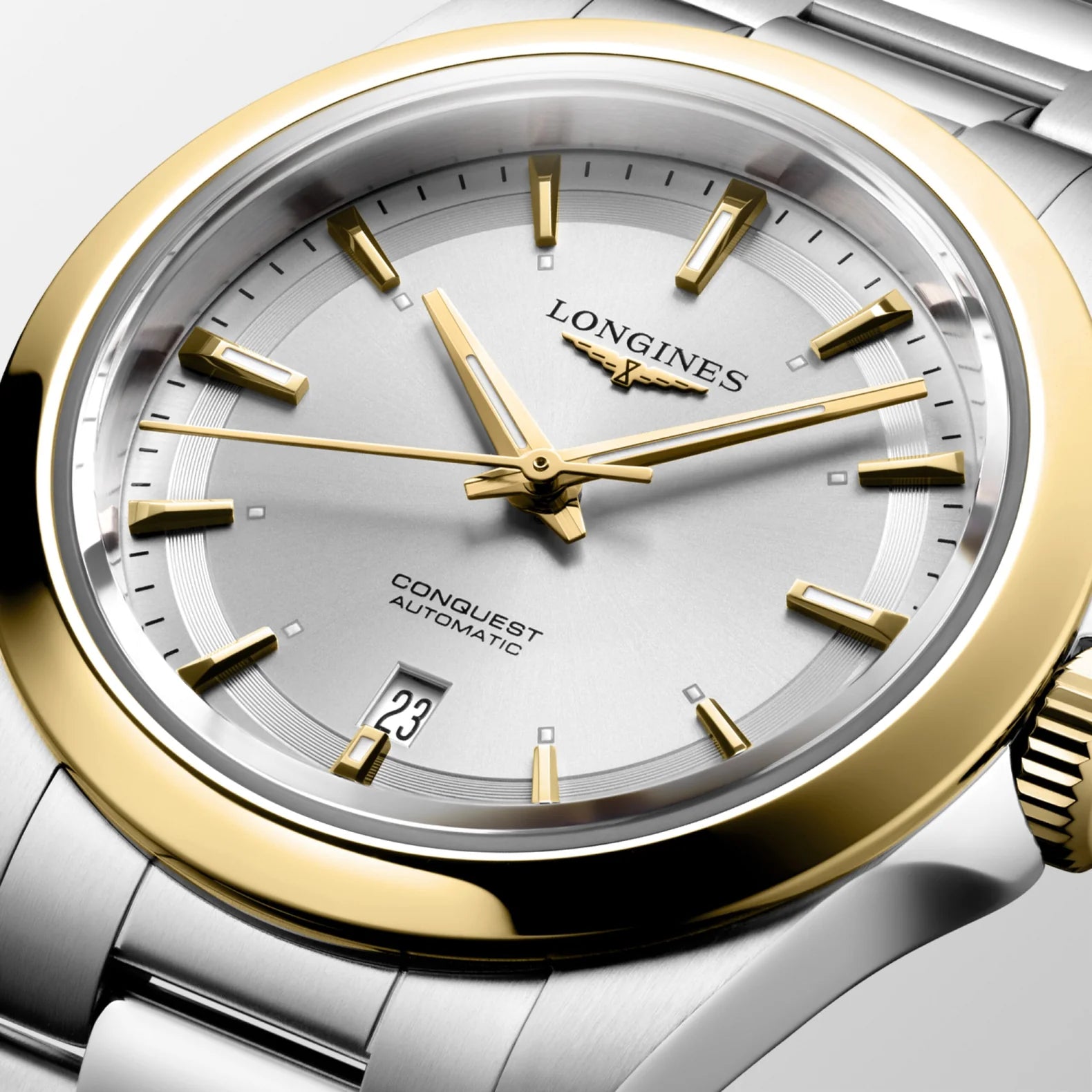 Conquest Two-Tone 30mm - Silver Dial on Bracelet