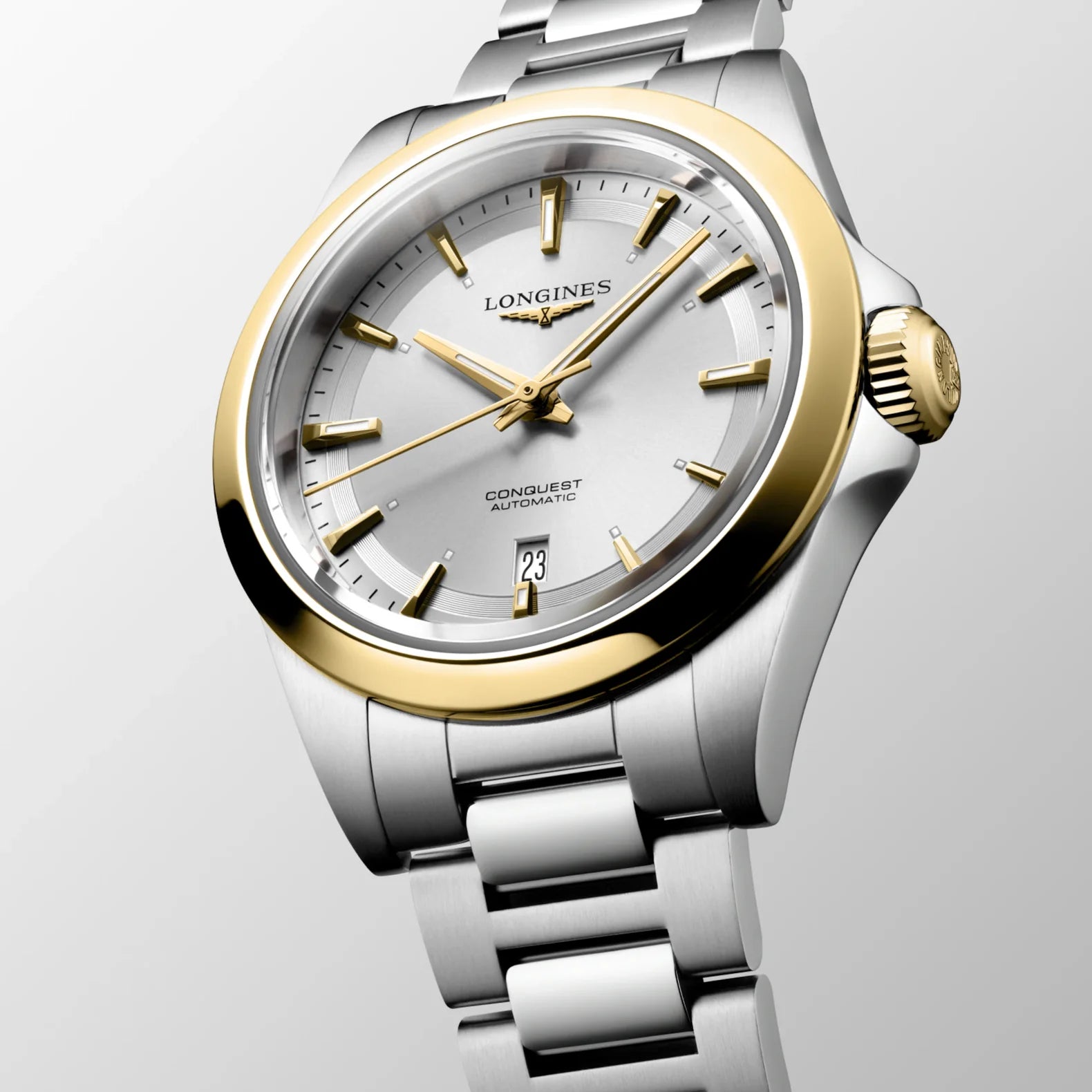 Conquest Two-Tone 30mm - Silver Dial on Bracelet