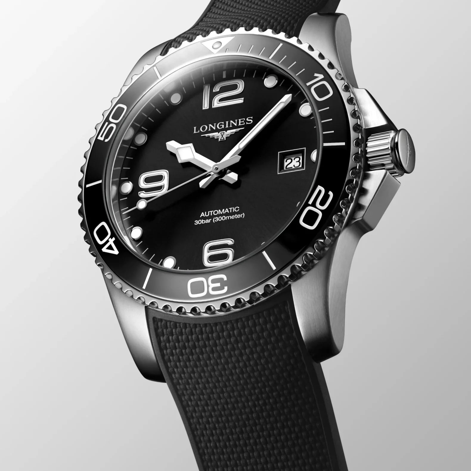 HydroConquest 41mm - Black Dial on Rubber Strap