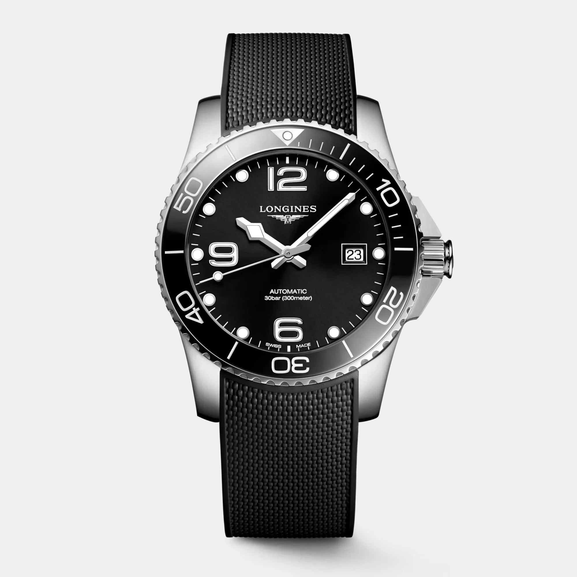 HydroConquest 41mm - Black Dial on Rubber Strap