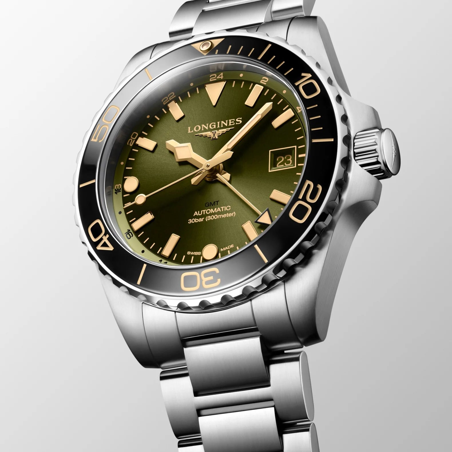 HydroConquest GMT 41mm - Green Dial on Bracelet