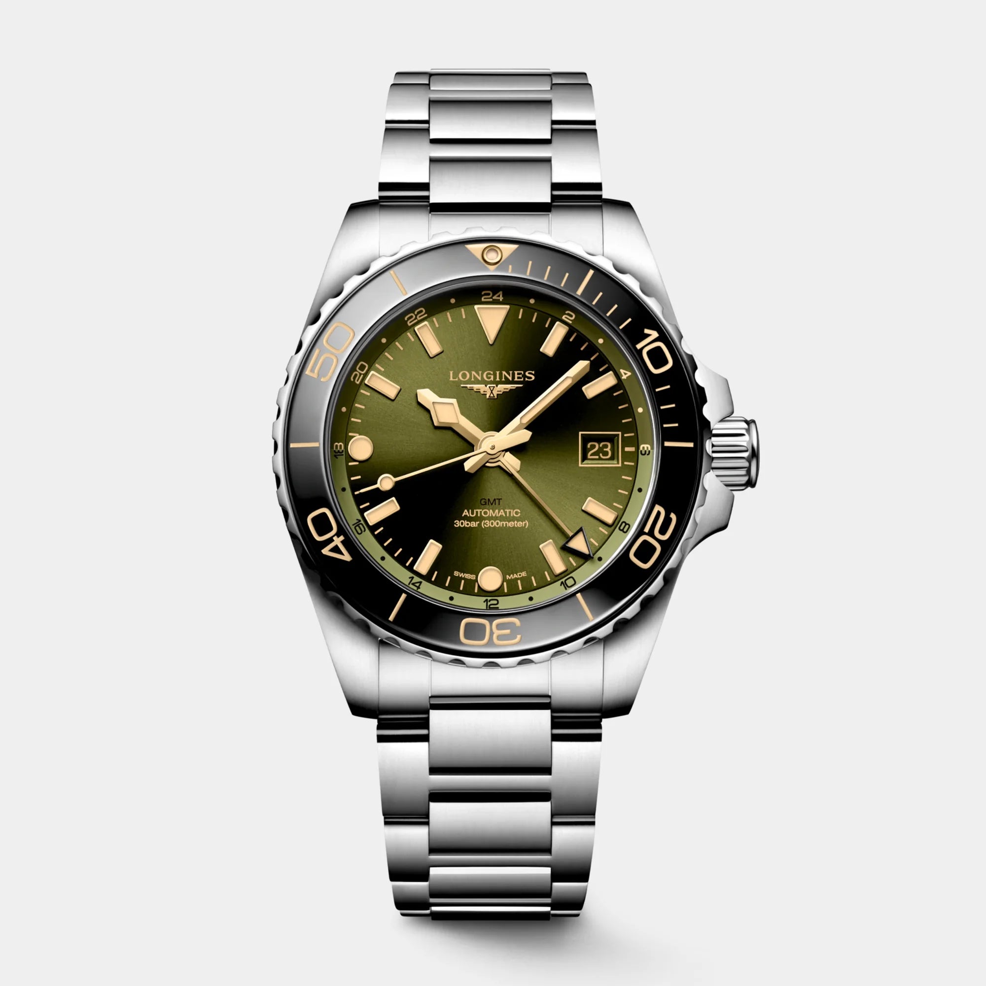 HydroConquest GMT 41mm - Green Dial on Bracelet