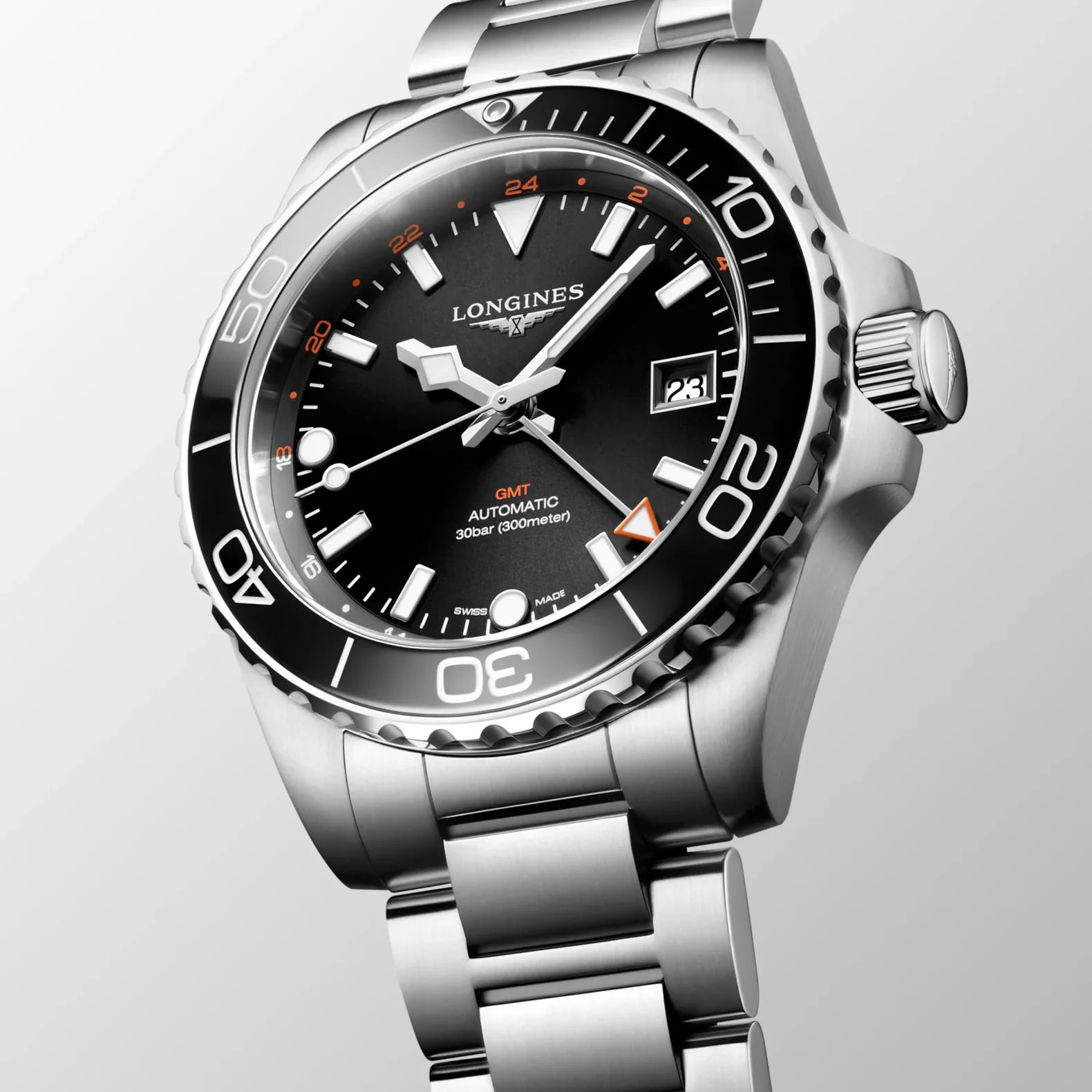 HydroConquest GMT 41mm - Black Dial on Bracelet