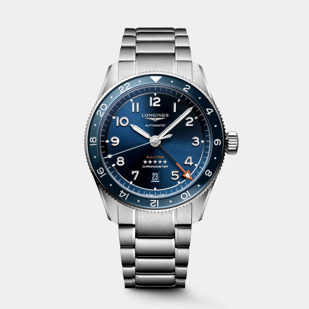 Longines | Spirit Zulu Time 42mm - Blue Dial Blue Bezel on Bracelet