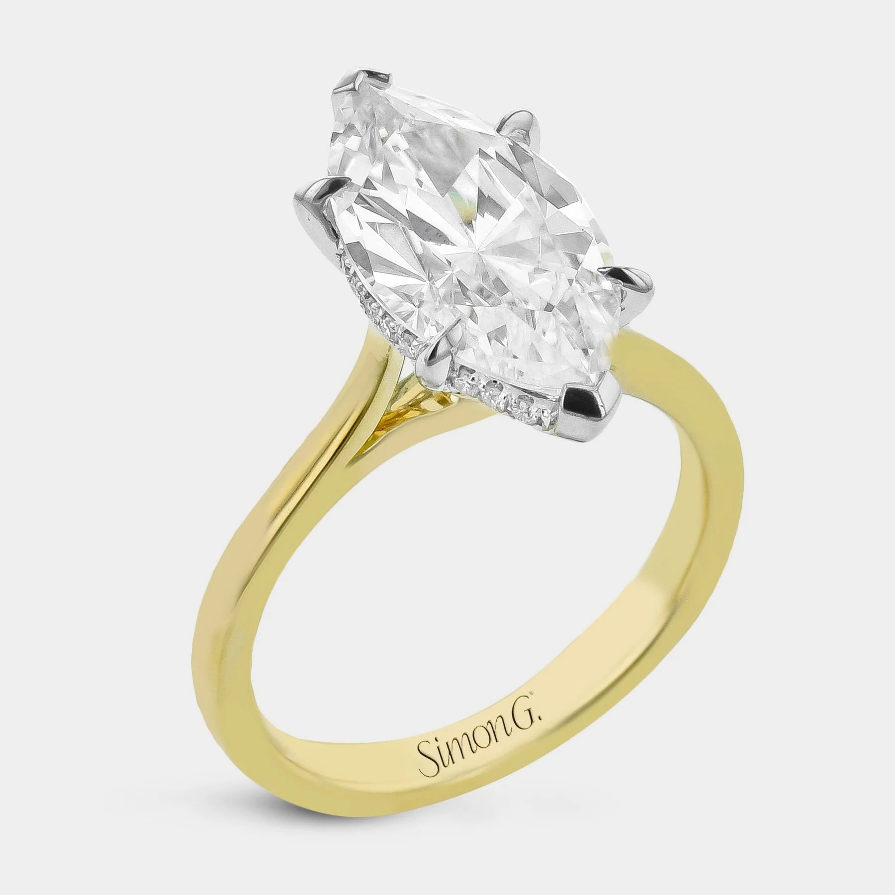 Marquise Solitaire 18K Yellow Gold Engagement Ring - LR125