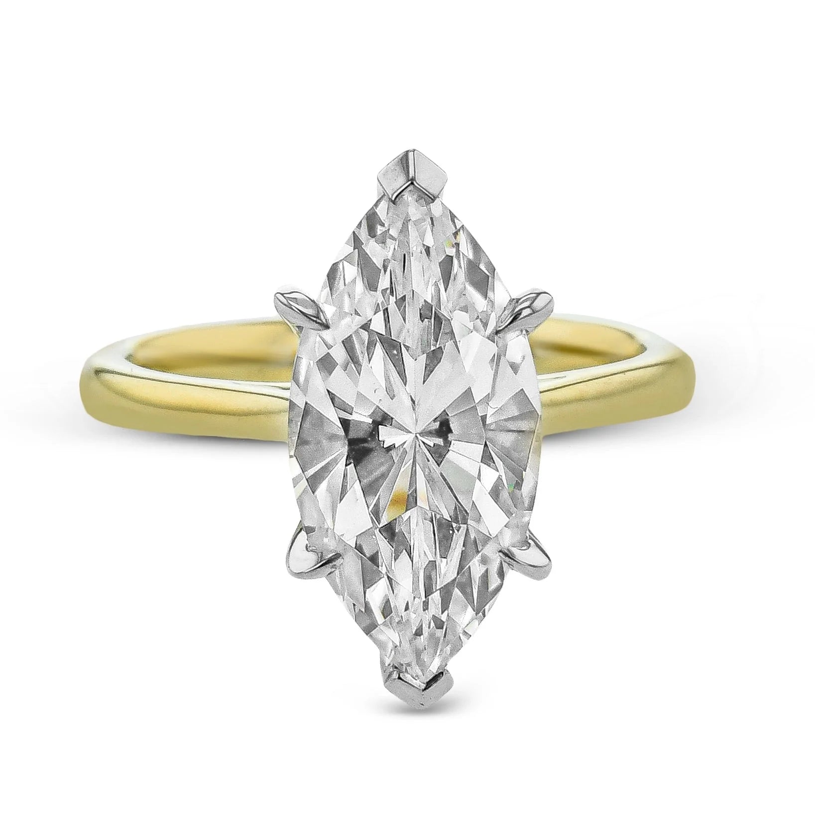 Marquise Solitaire 18K Yellow Gold Engagement Ring - LR125