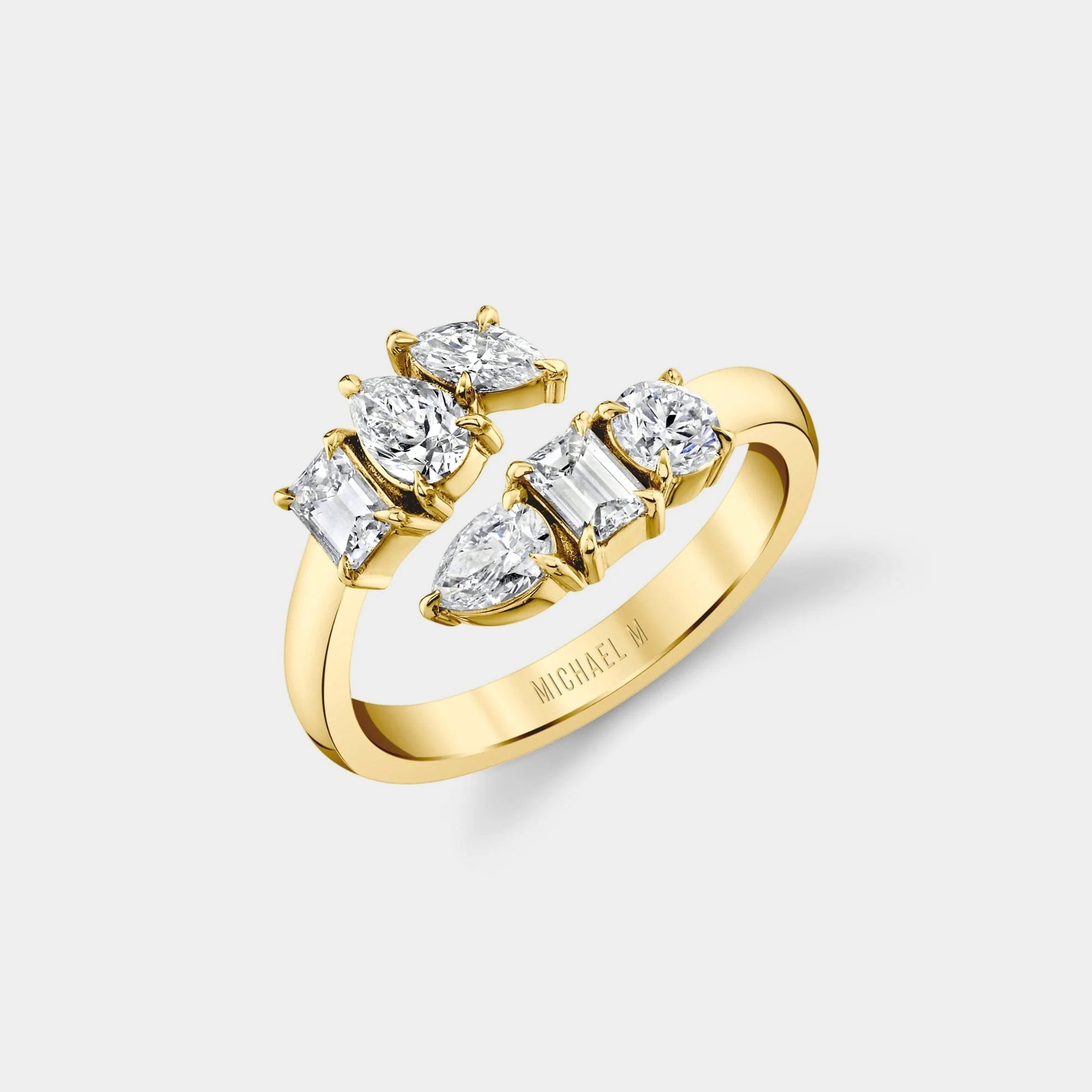 yellow gold diamond bypass ring