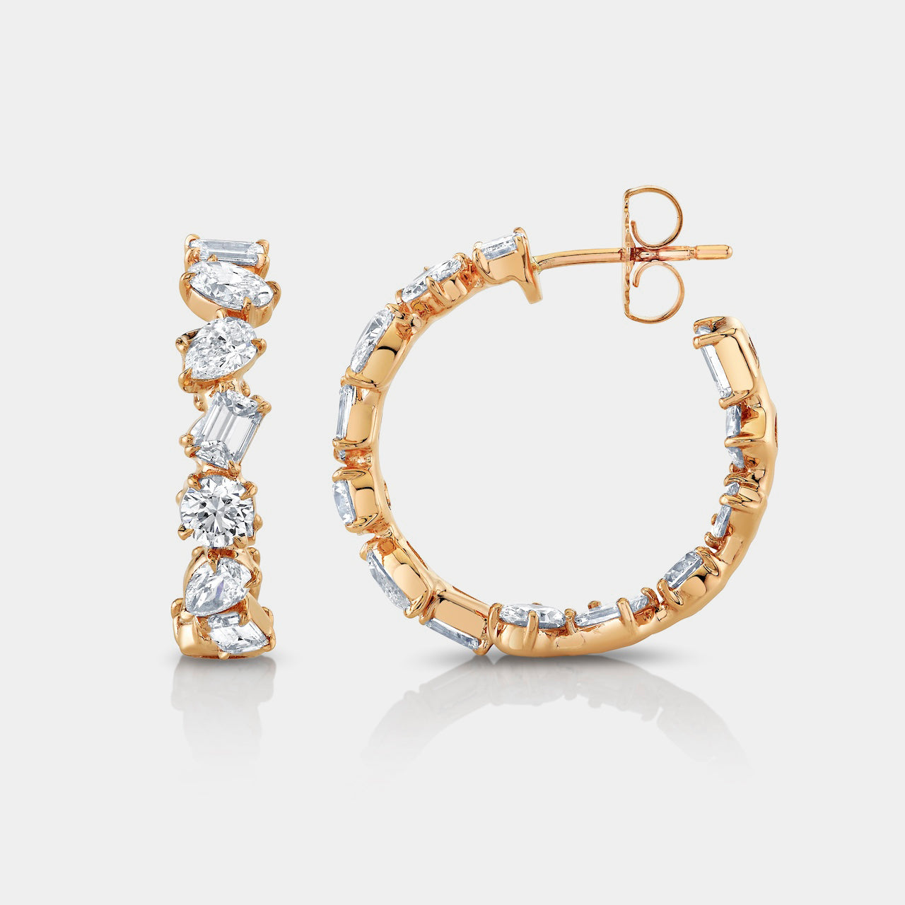 yellow gold diamond hoop earrings