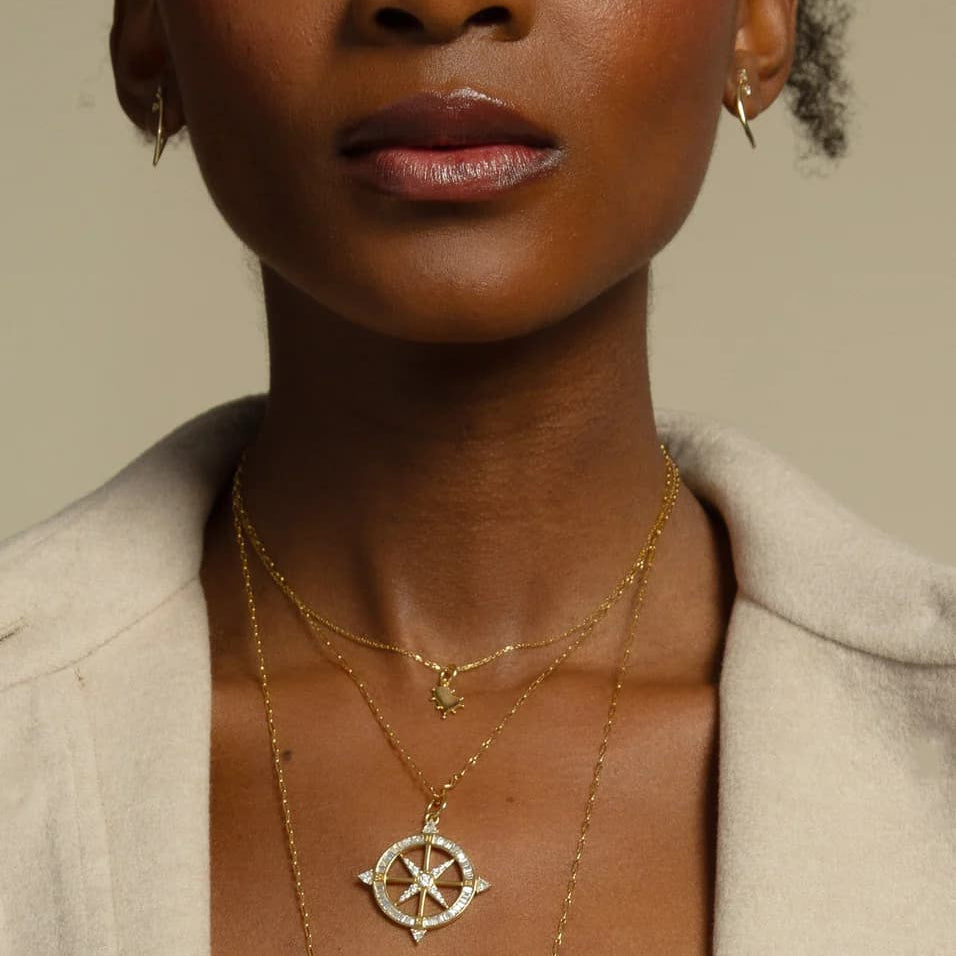 compass diamond necklace