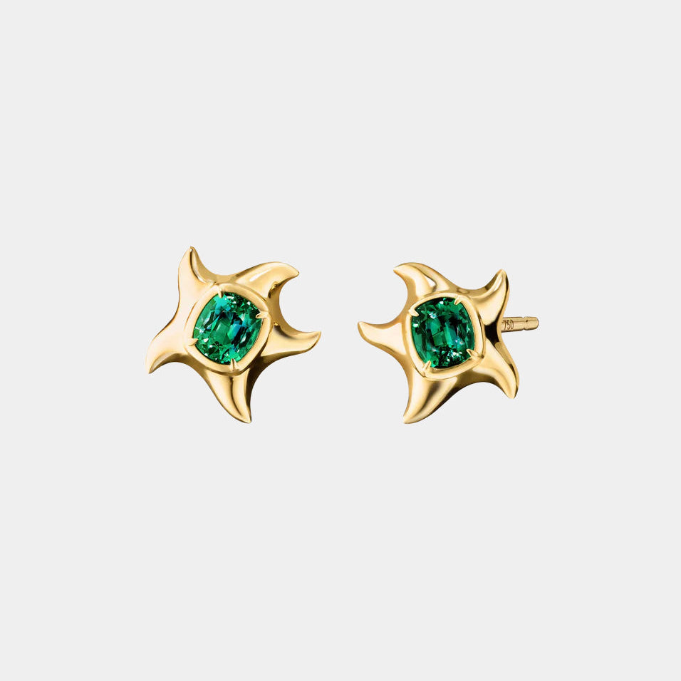 green tourmaline starfish earrings