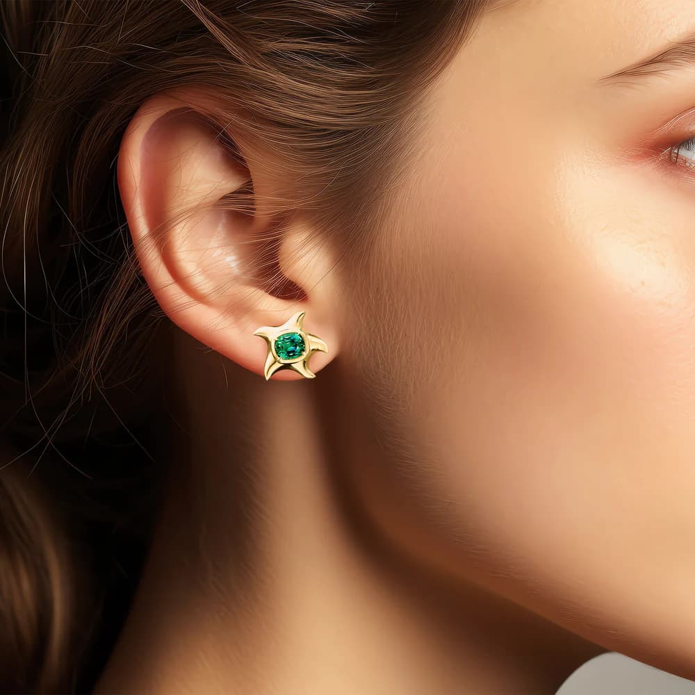 green tourmaline starfish earrings