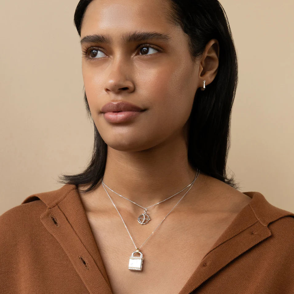 lock inspired two tone locket