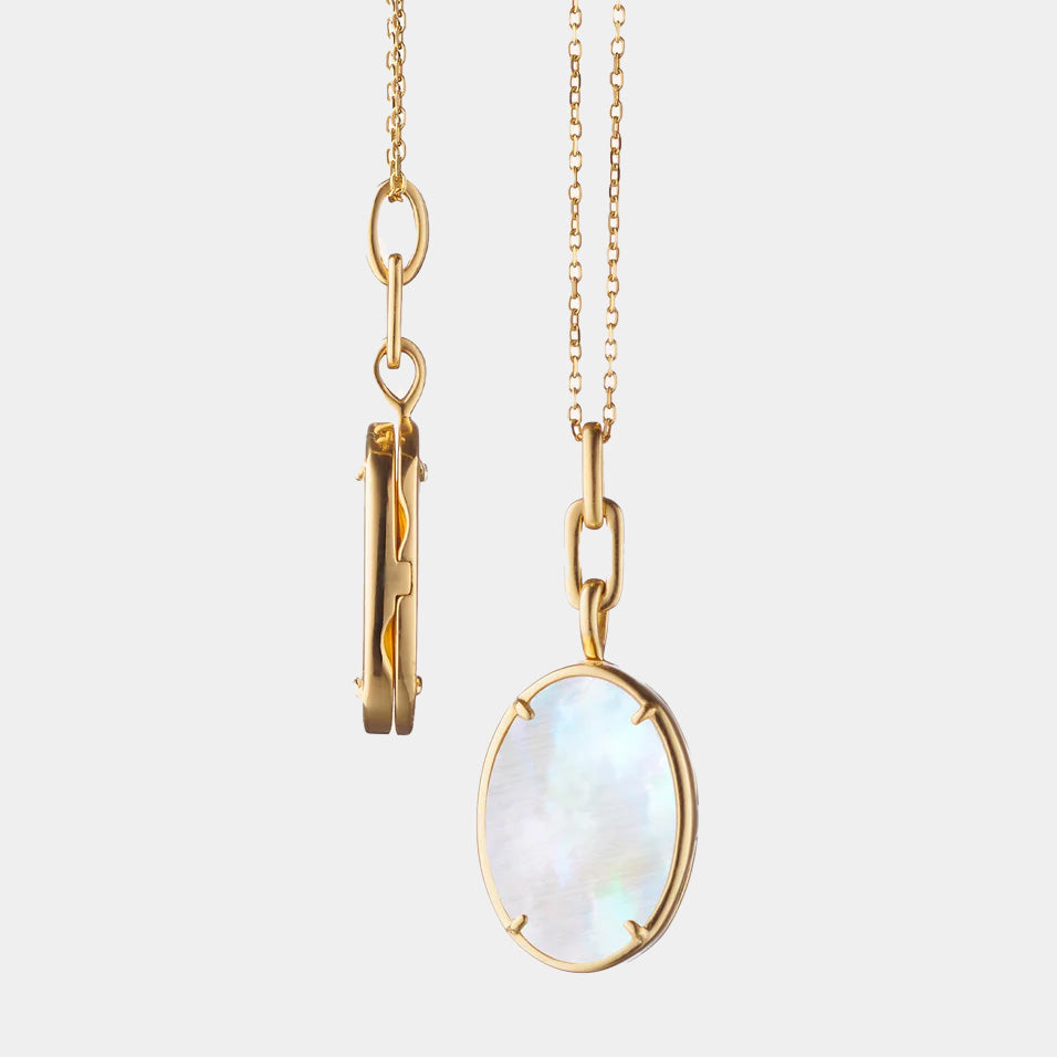mother of pearl locket necklace