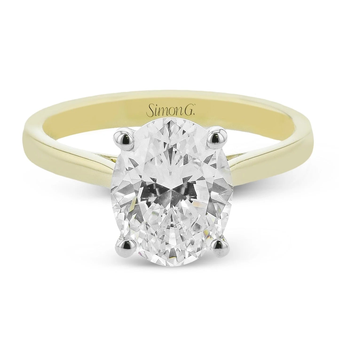 Oval Solitaire 18k Yellow Gold Engagement Ring - LR4055