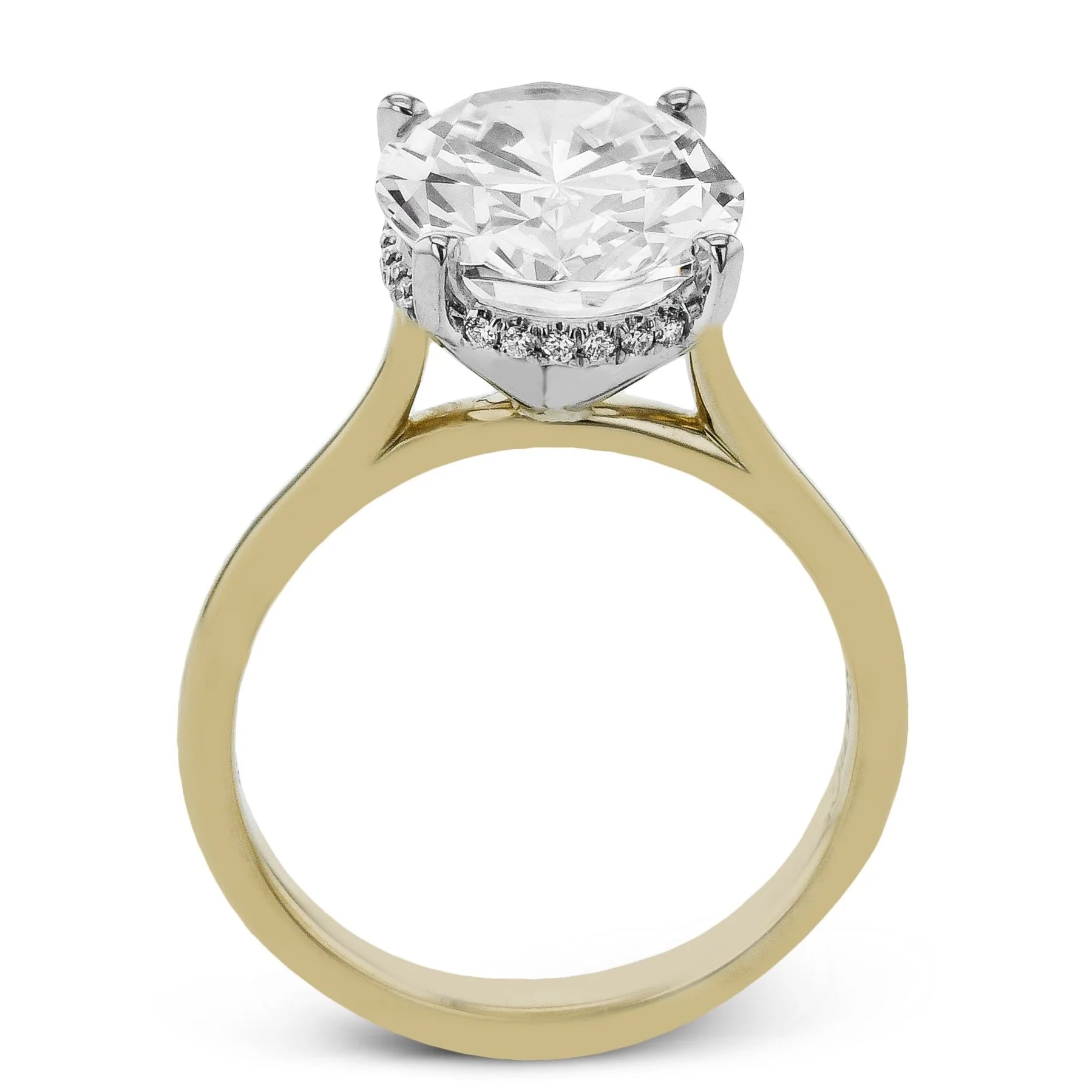Oval Solitaire 18K Yellow Gold Engagement Ring - LR125