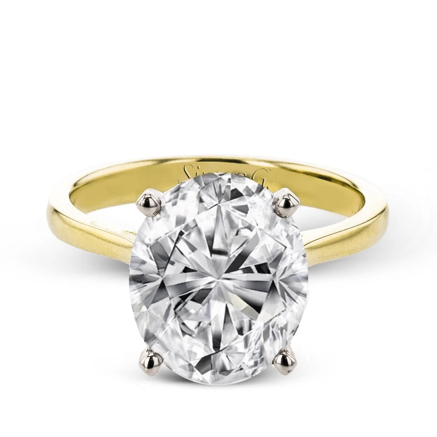 Oval Solitaire 18K Yellow Gold Engagement Ring - LR125