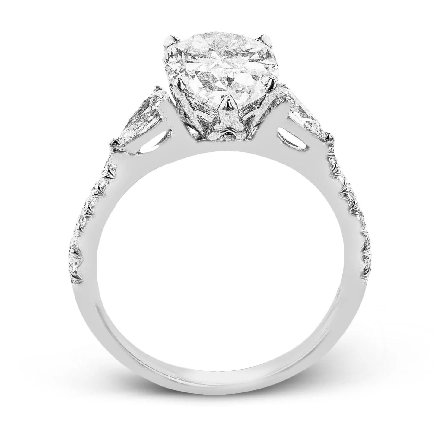 Pear Three-Stone 18k White Gold Engagement Ring - LR4010