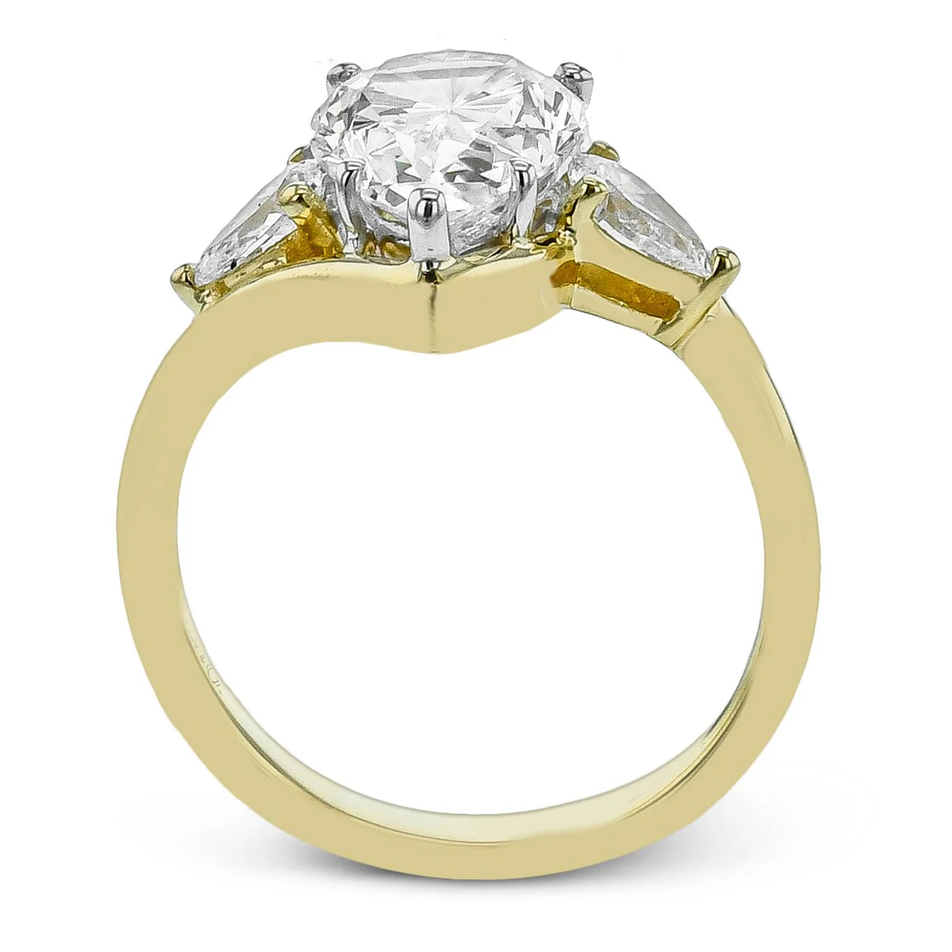 Pear Three Stone 18K Yellow Gold Engagement Ring - LR4191