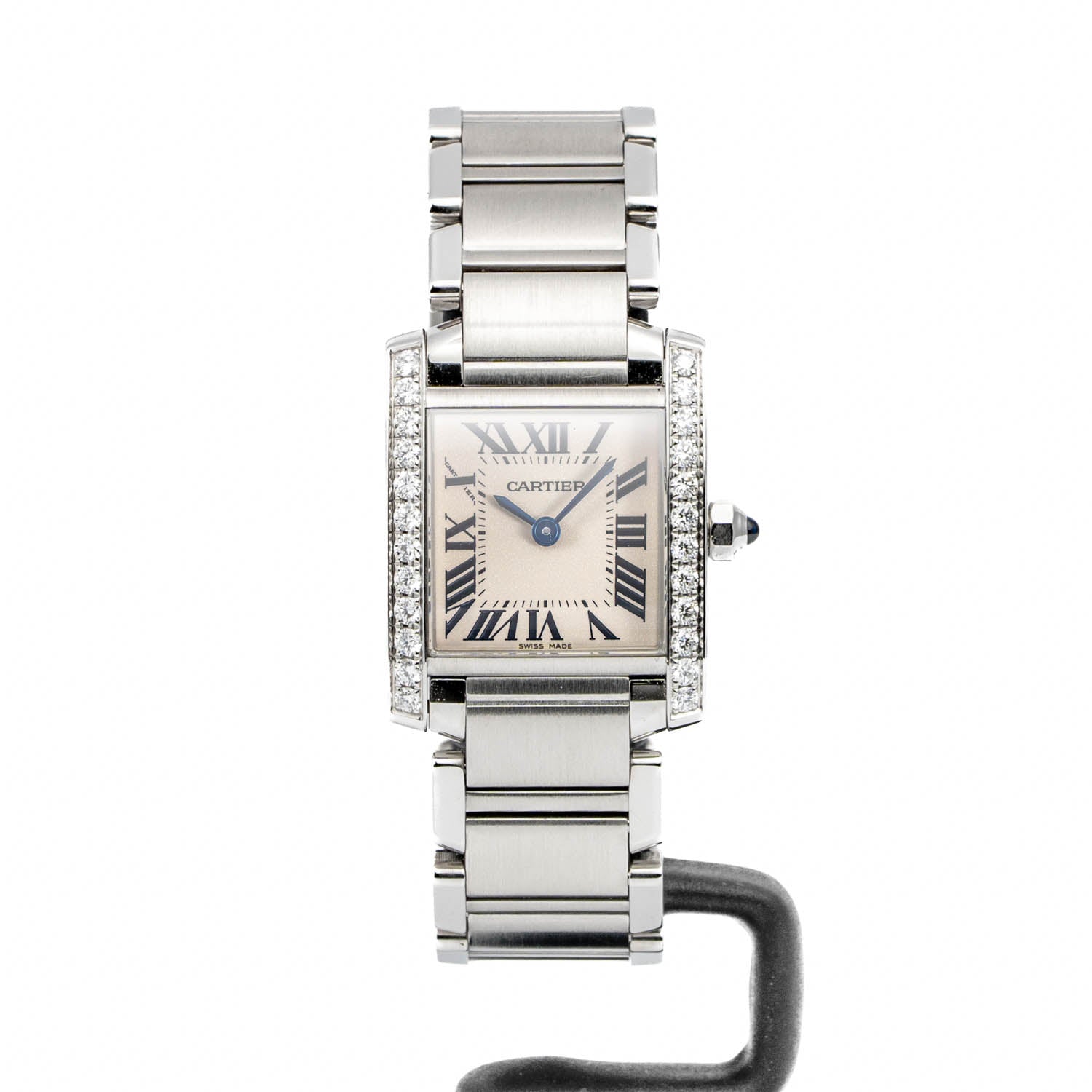 Cartier Tank Française Diamond Bezel Silver Dial Small Model - W4TA0008