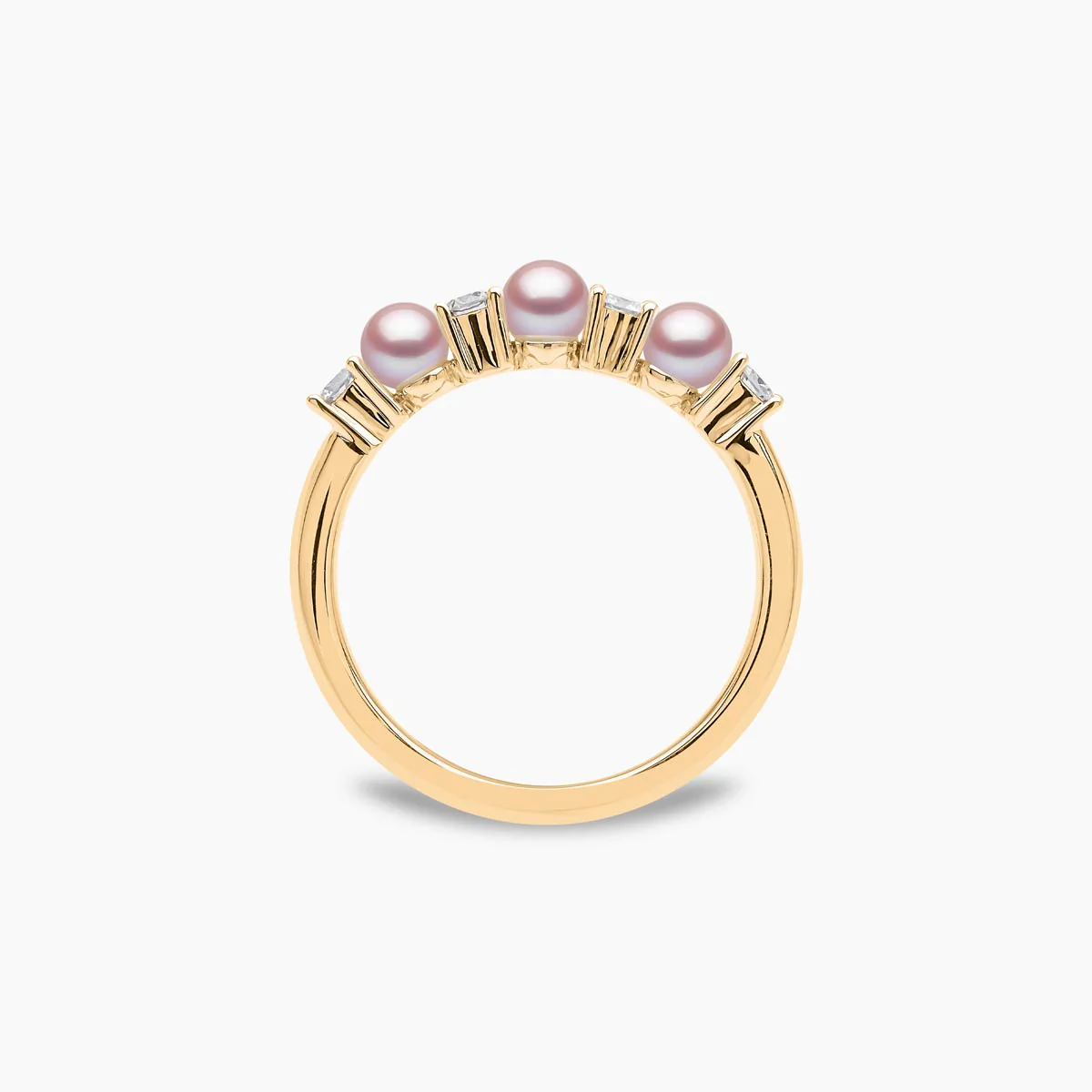 pearl and diamond yellow gold ring