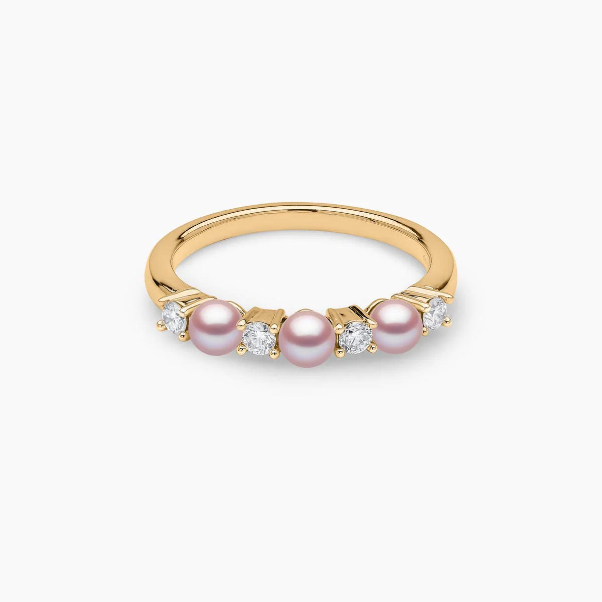 pearl and diamond yellow gold ring