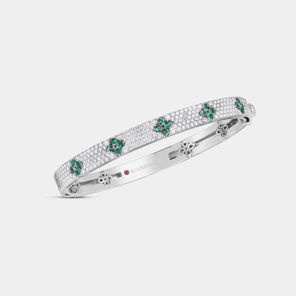 diamond and emerald floral motif bracelet