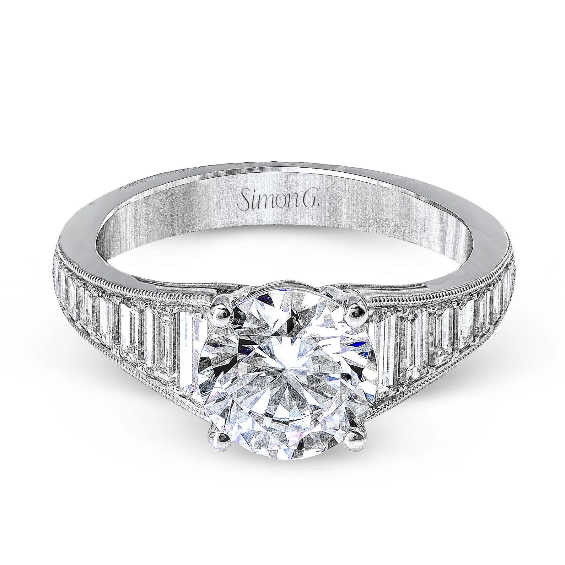 Round Channel-Set Engagement Ring 18k White Gold - MR2358