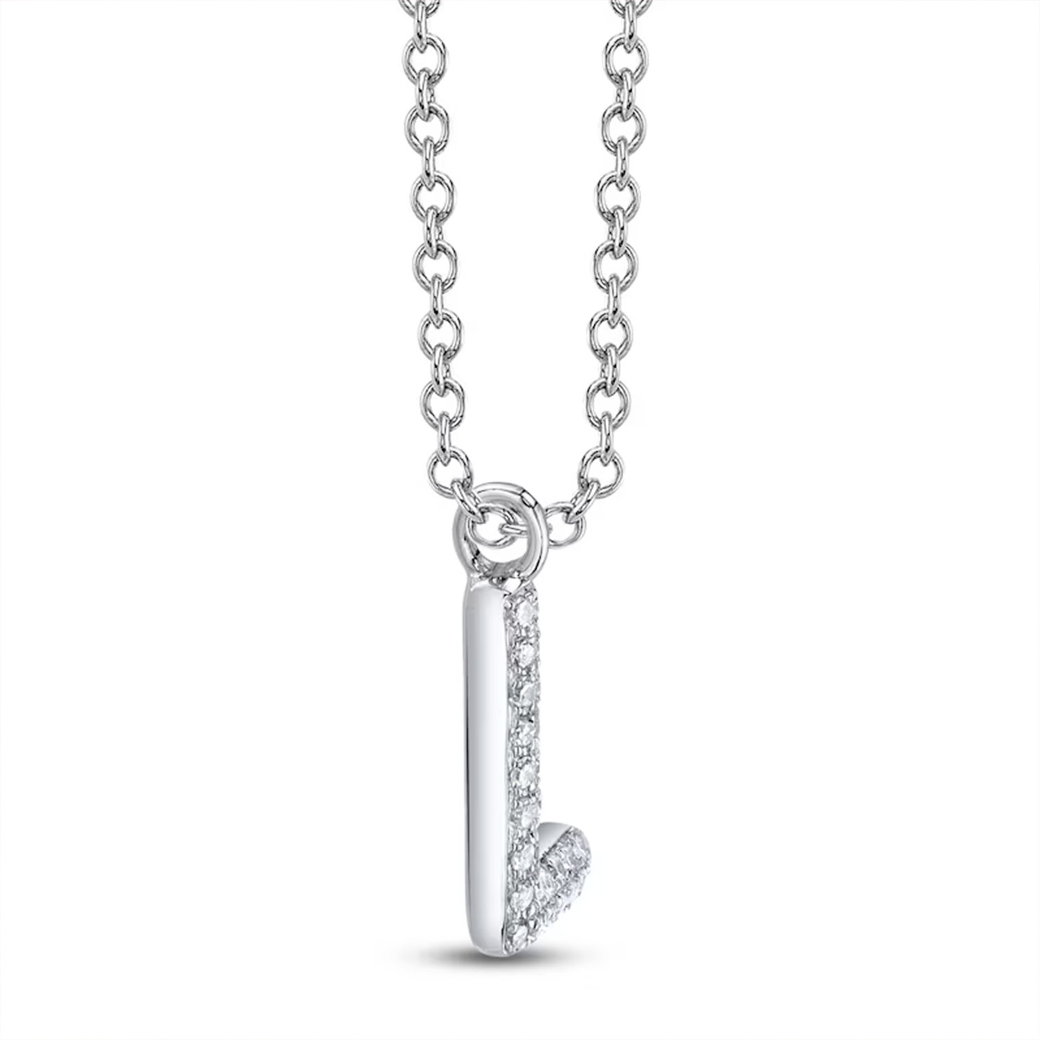 Pave Diamond Initial "L" White Gold Necklace