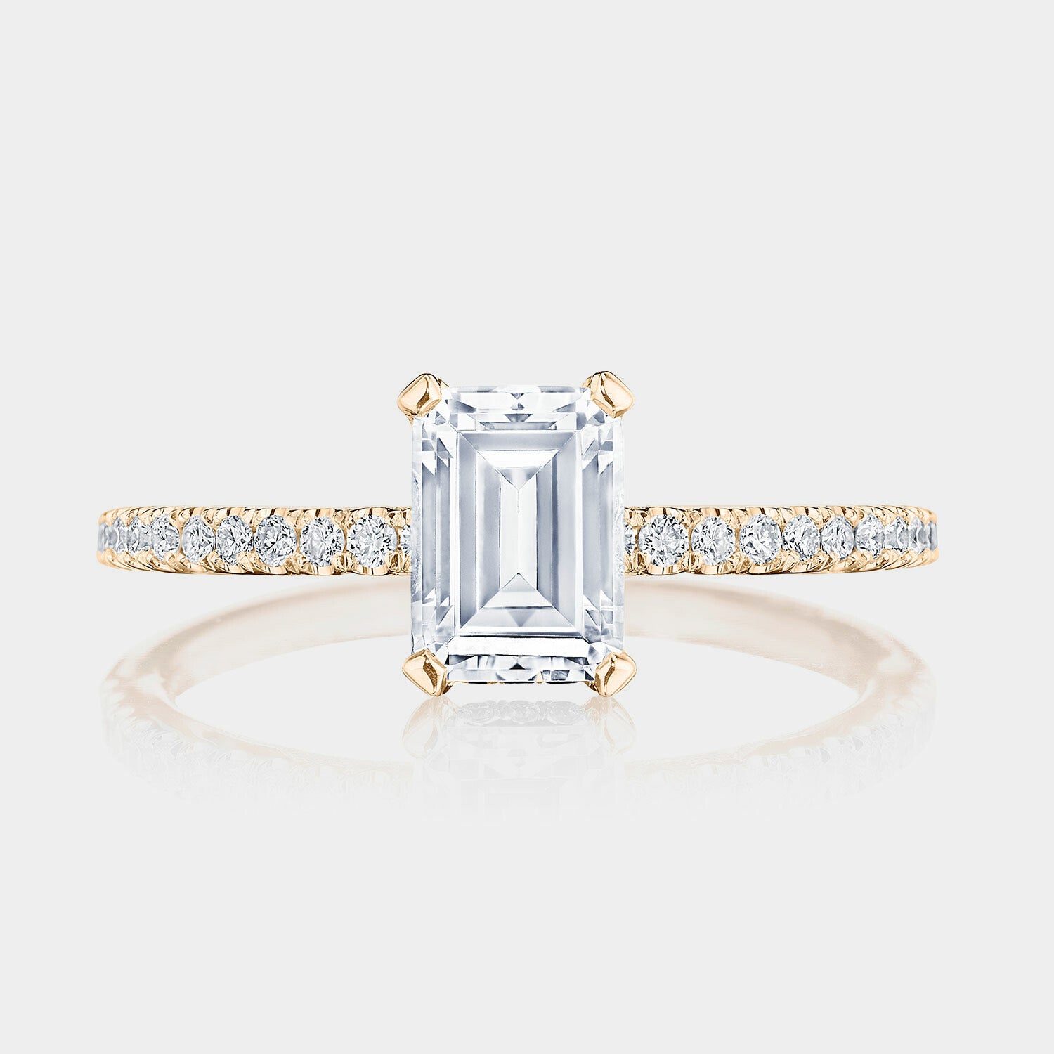 Emerald Pavé 18K Rose Gold Engagement Ring - 267015