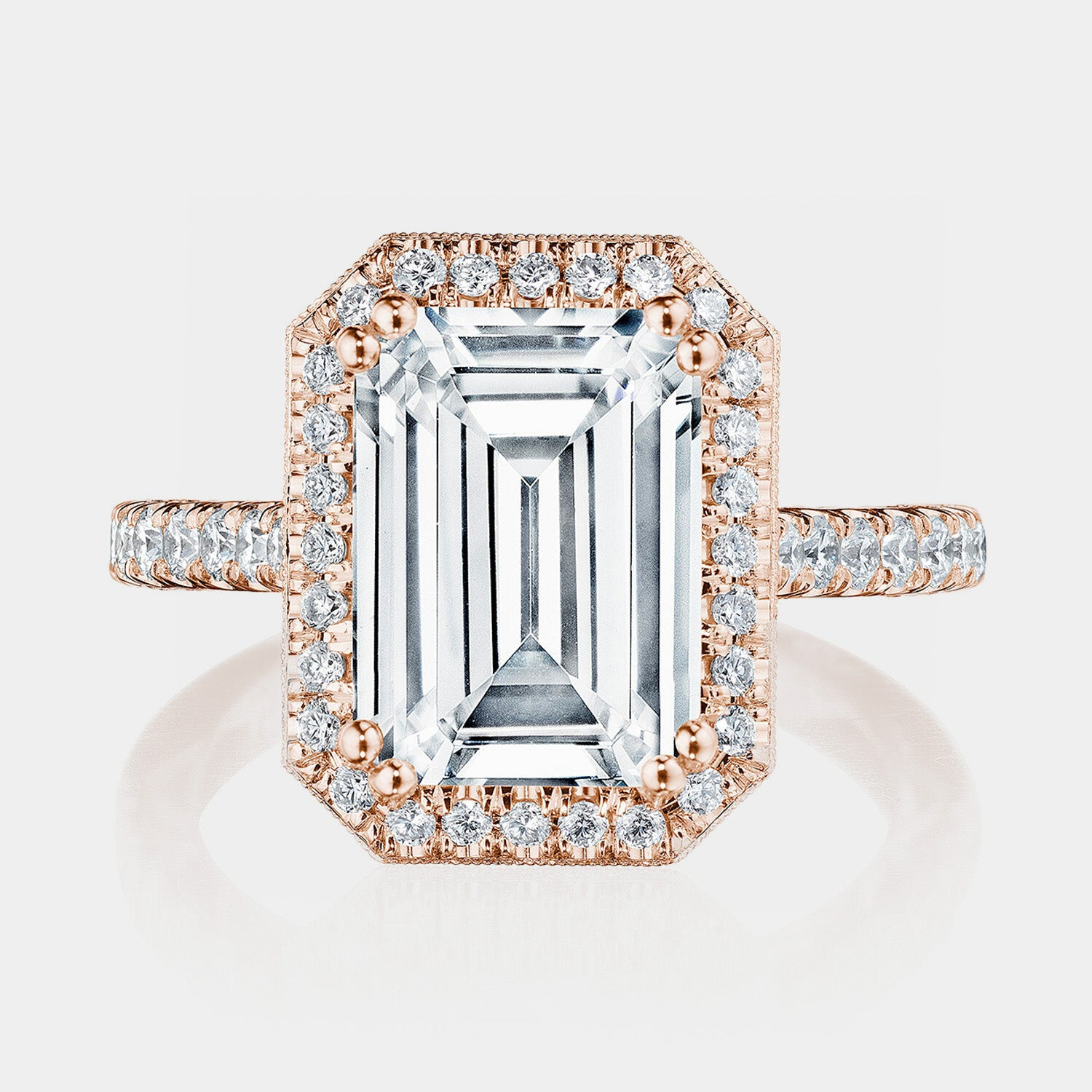 Emerald Halo 18K Rose Gold Engagement Ring - 269122