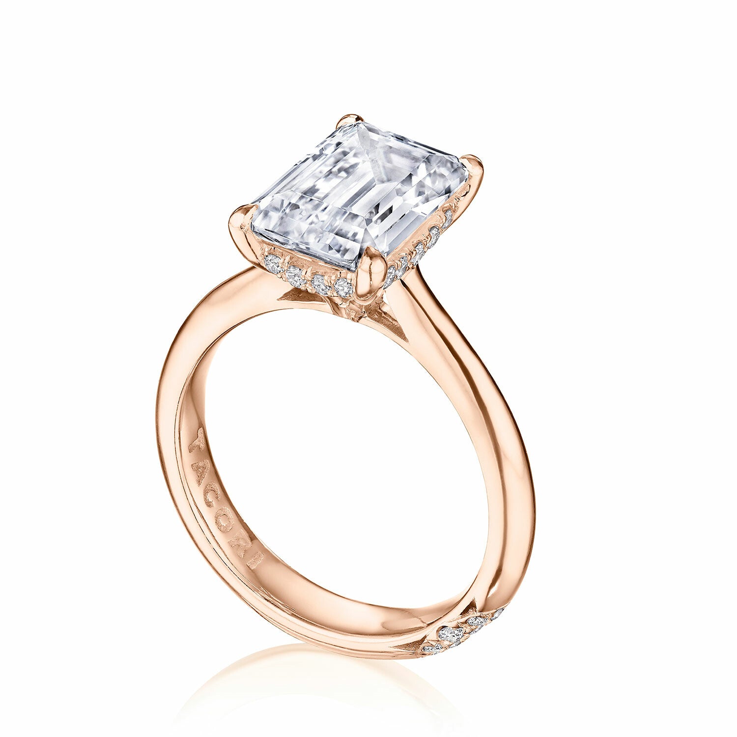 Emerald Solitaire 18K Rose Gold Engagement Ring - HT2671