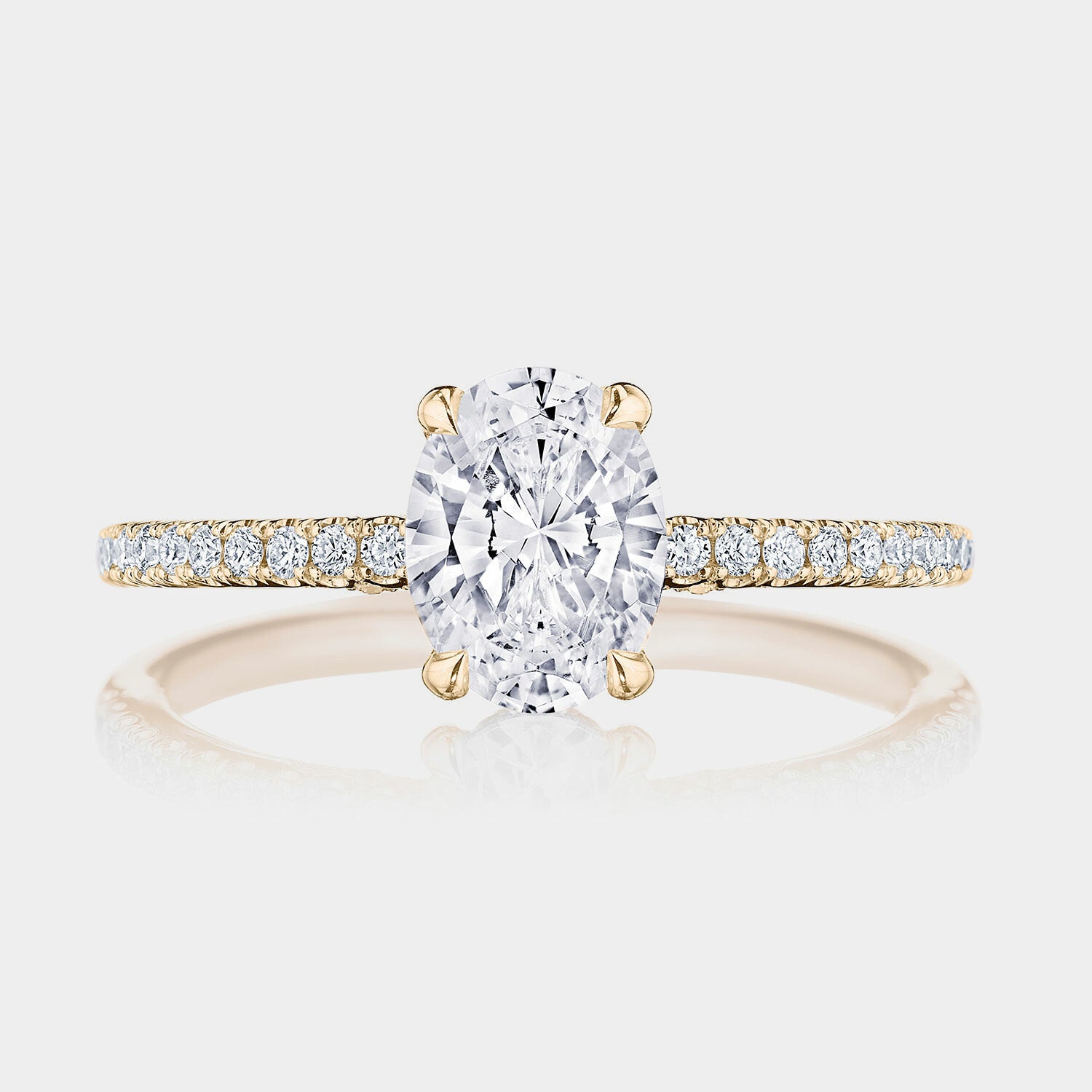 Oval Pavé 18K Rose Gold Engagement Ring - 267015