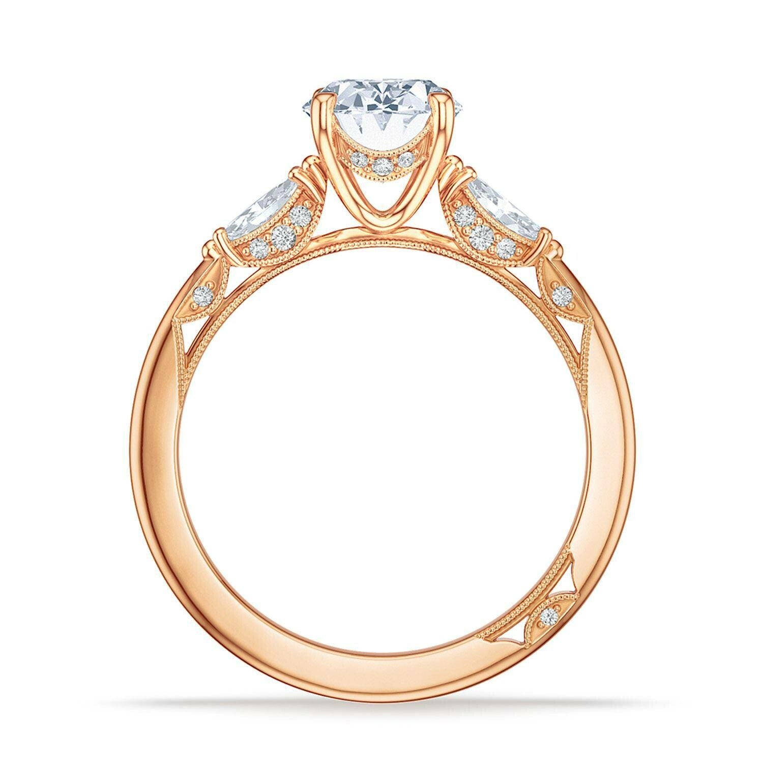 Oval 3-Stone 18k Rose Gold Engagement Ring - 2685