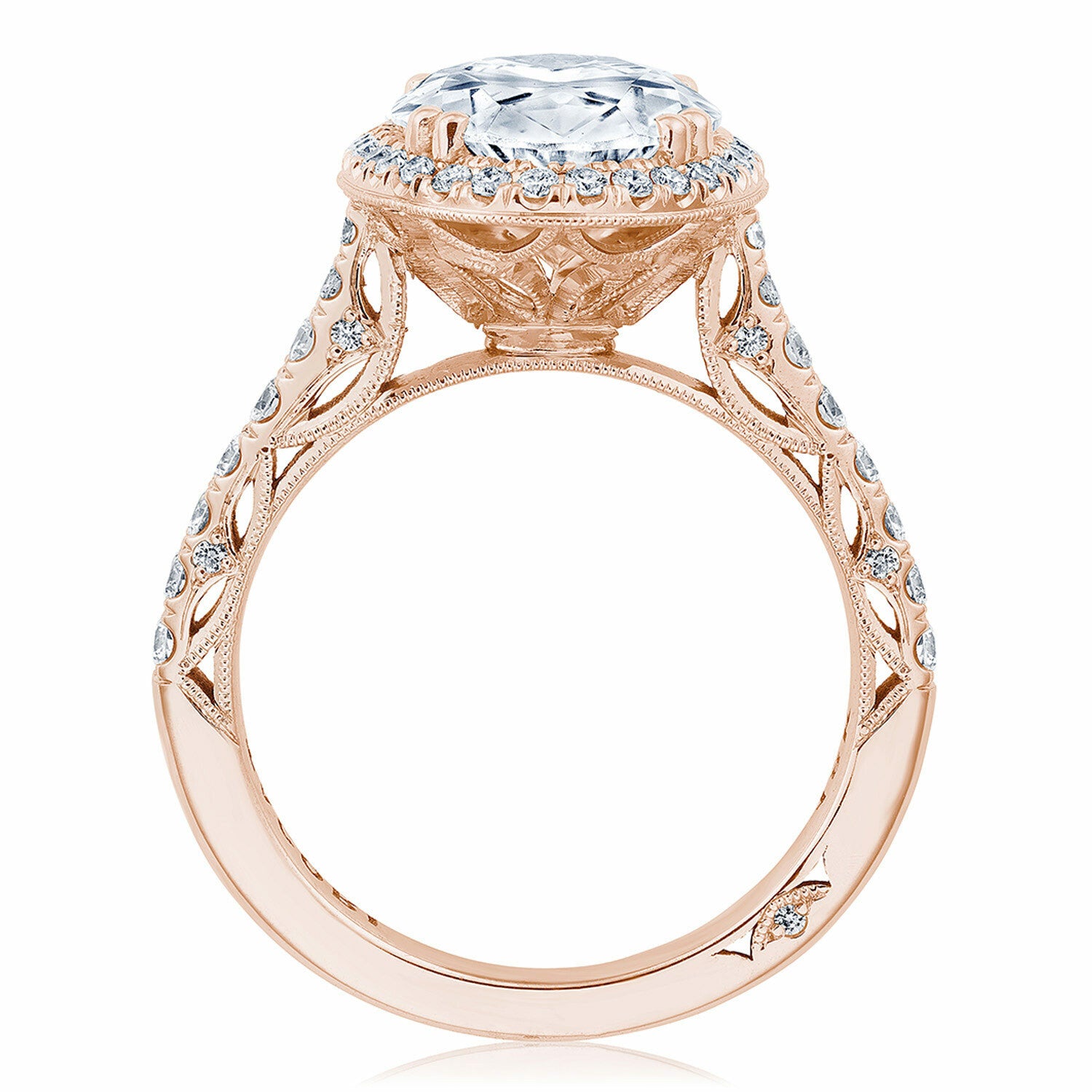 Oval Halo 18K Rose Gold Engagement Ring - 269122