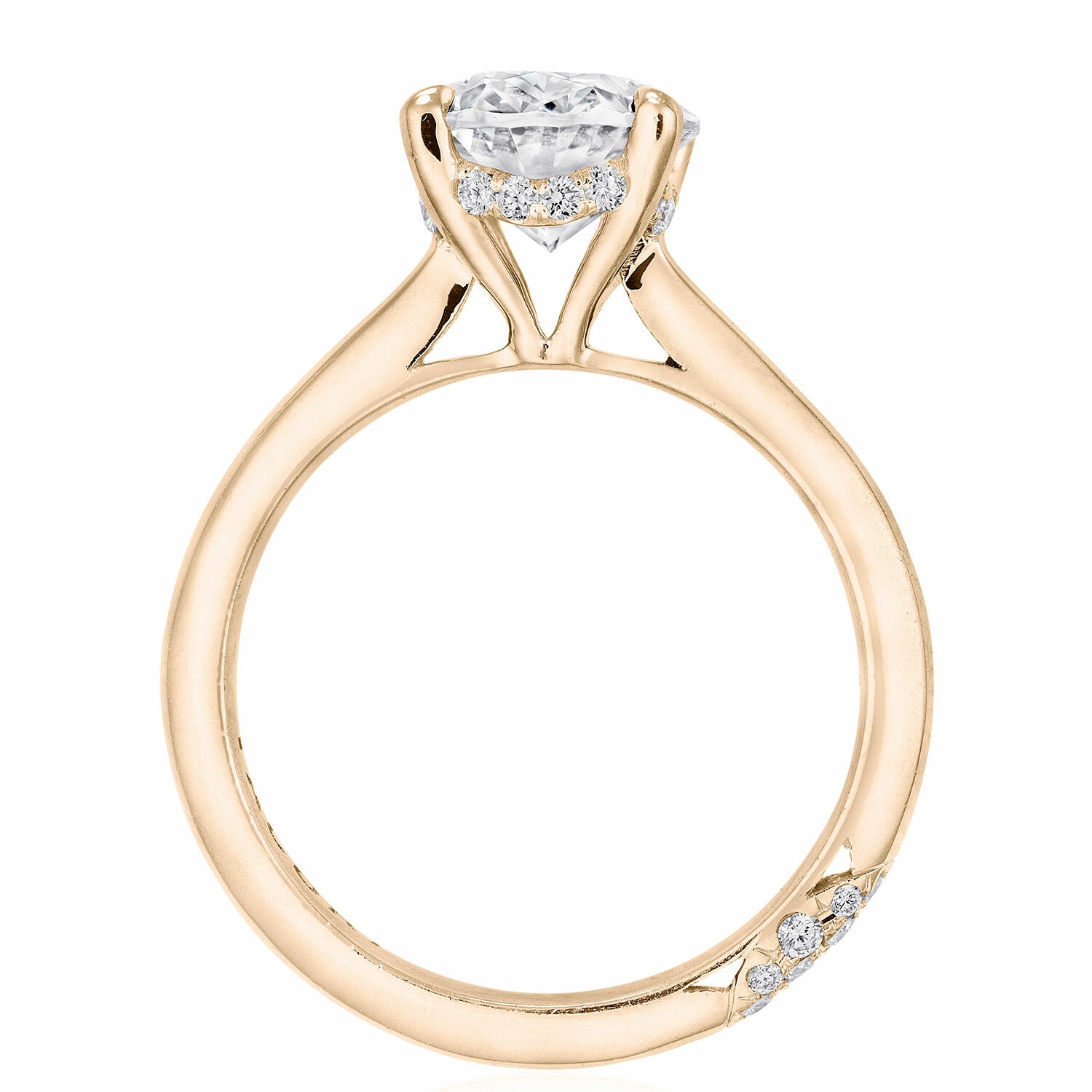 Oval Solitaire 18K Rose Gold Engagement Ring - HT2671