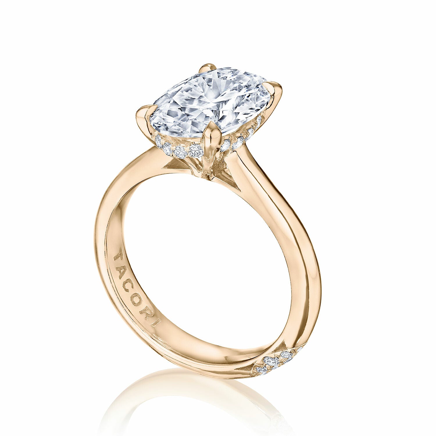 Oval Solitaire 18K Rose Gold Engagement Ring - HT2671