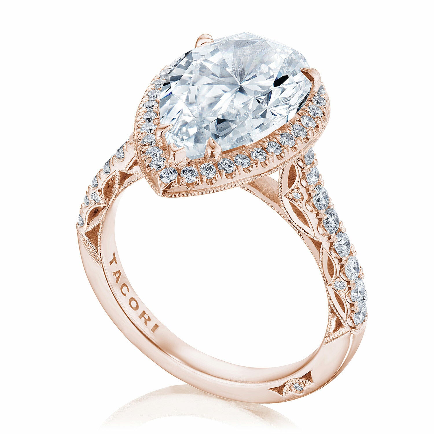 Pear Halo 18K Rose Gold Engagement Ring - 269122