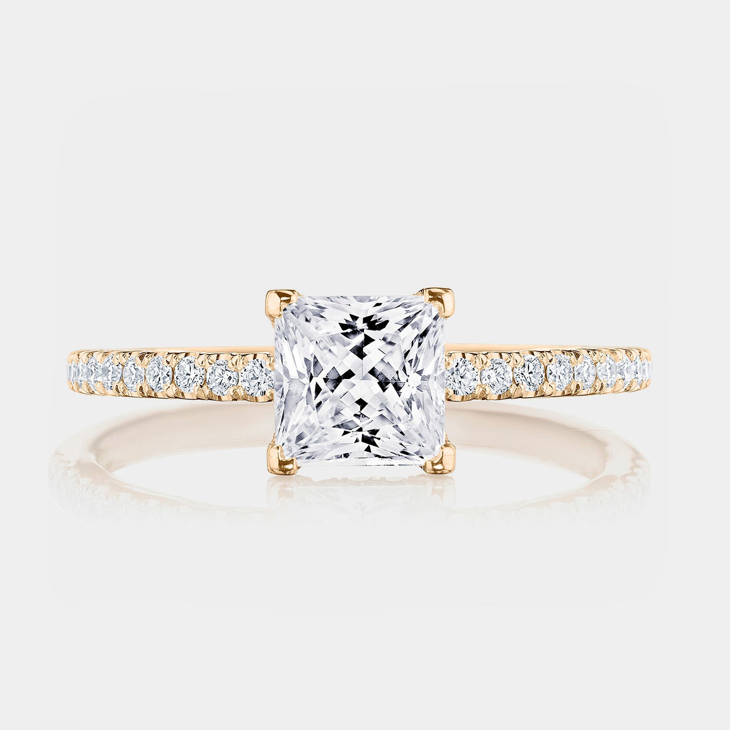 Princess Pavé 18K Rose Gold Engagement Ring - 267015