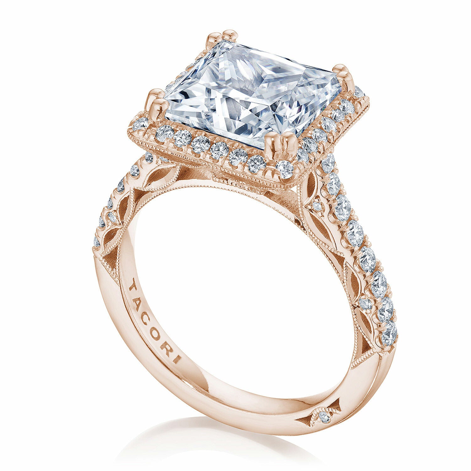 Princess Halo 18K Rose Gold Engagement Ring - 269122