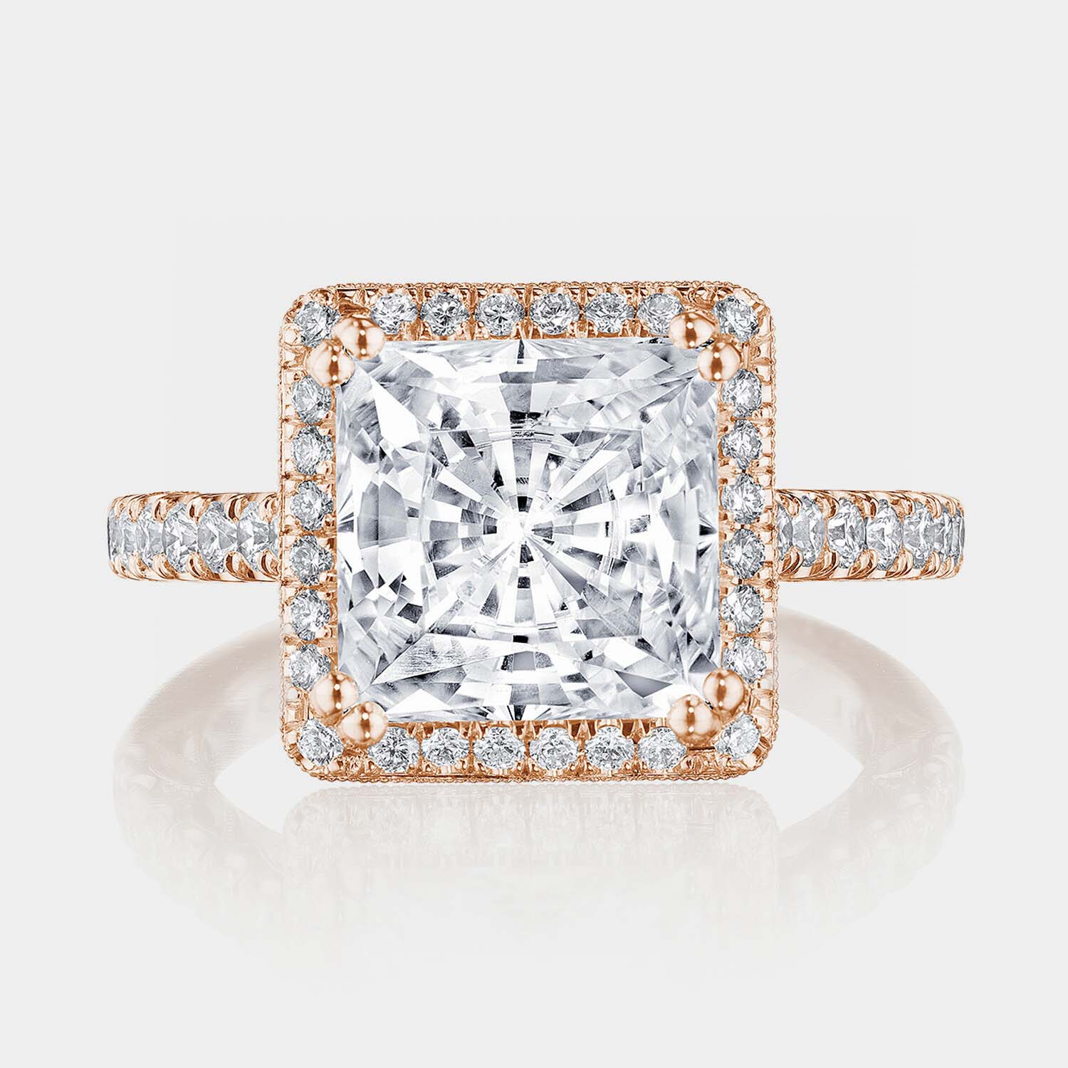 Princess Halo 18K Rose Gold Engagement Ring - 269122
