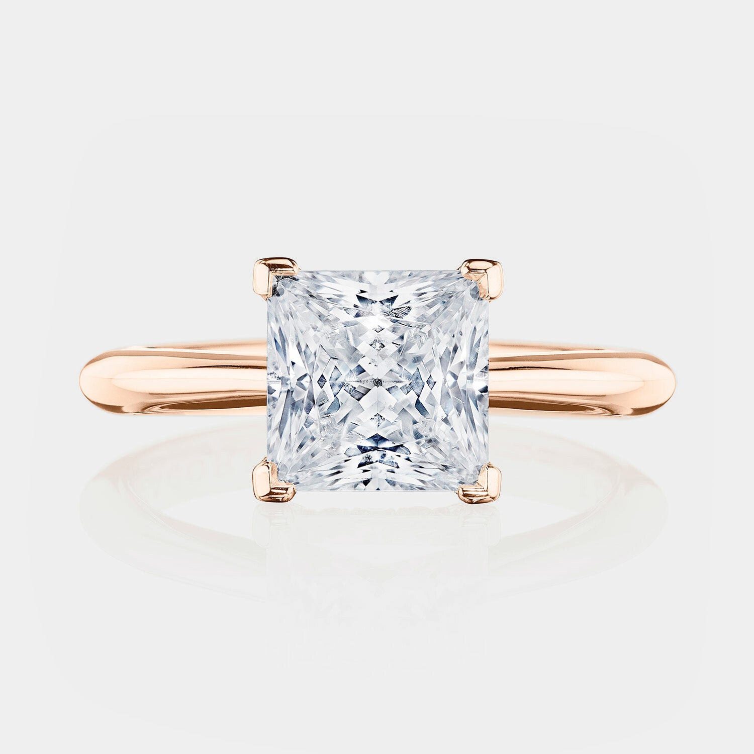 Princess Solitaire 18K Rose Gold Engagement Ring - HT2671