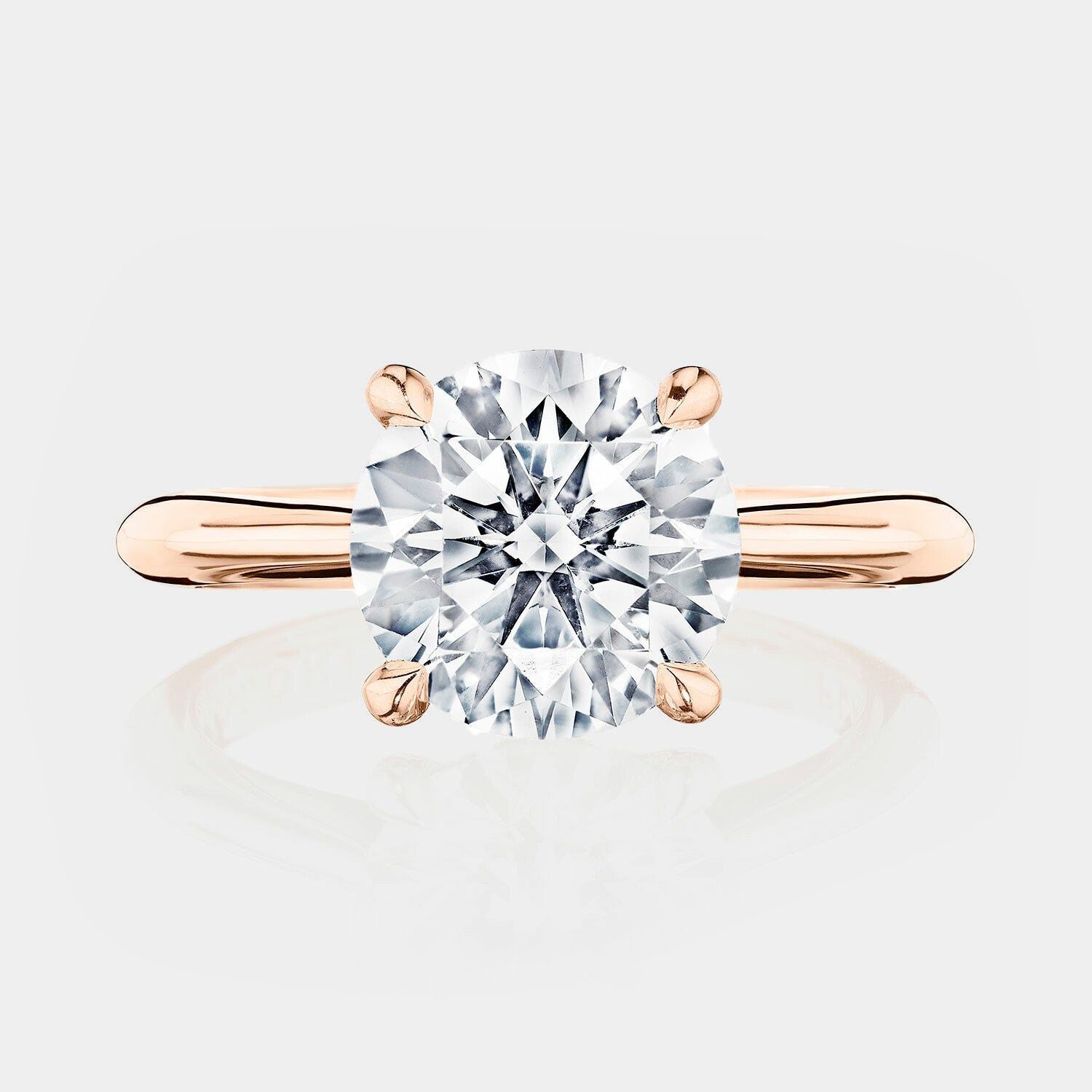 Round Solitaire 18K Rose Gold Engagement Ring - HT2671