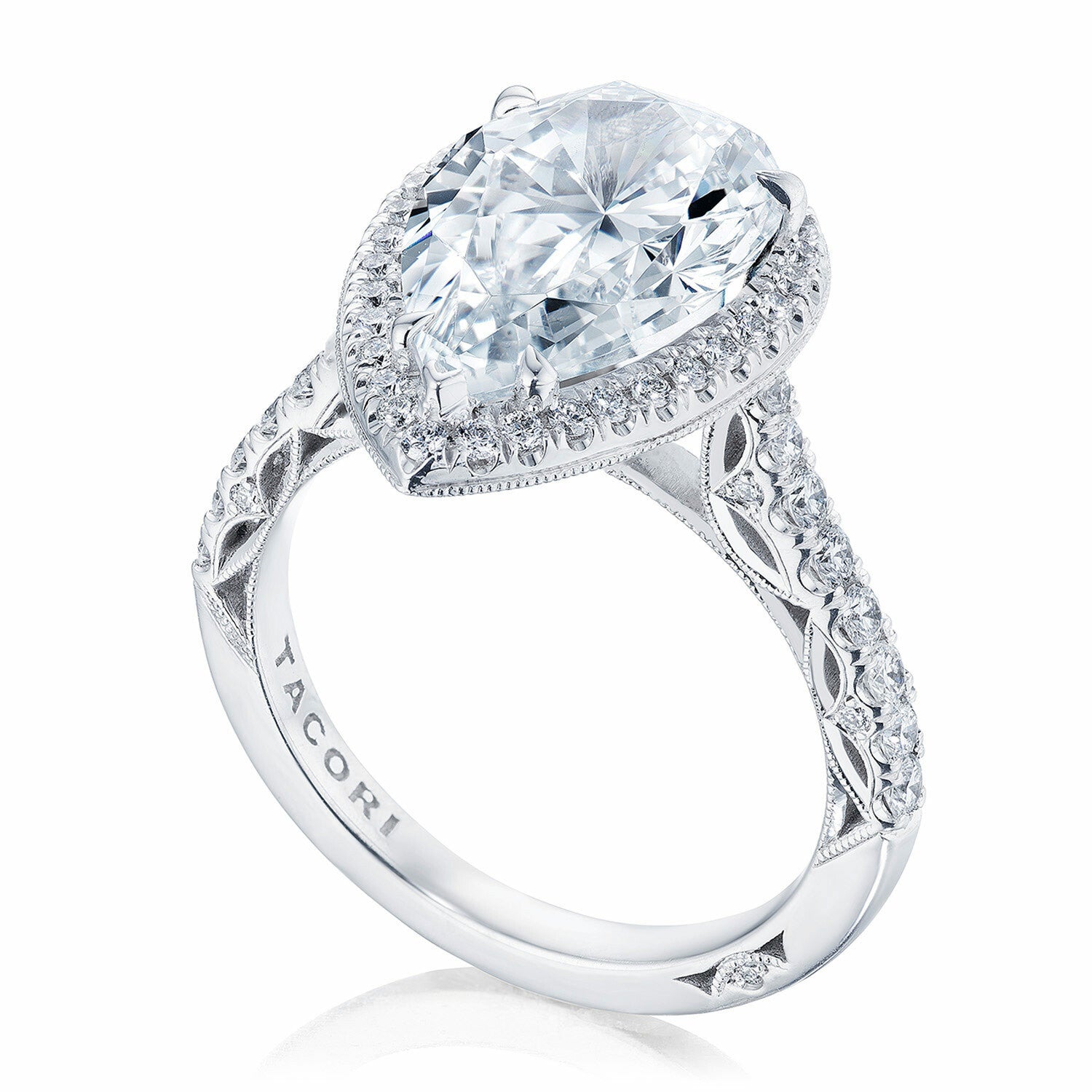 Pear Halo 18K White Gold Engagement Ring - 269122